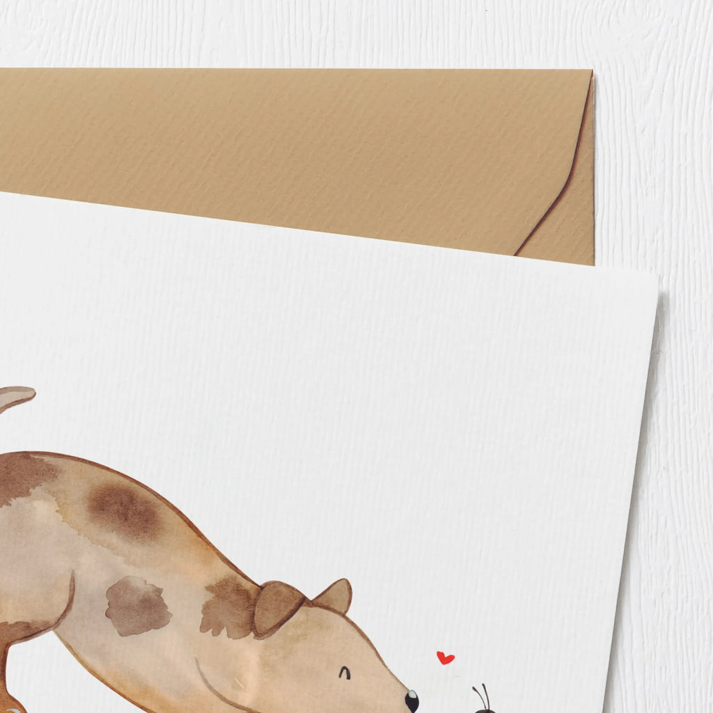 Deluxe Card Dog ladybug Hochzeitskarte, Hochwertige Klappkarte, Hochwertige Grußkarte, Klappkarte, Einladungskarte, Karte, Geburtstagskarte, Glückwunschkarte, Grußkarte, Hund, Hundemotiv, Haustier, Hunderasse, Tierliebhaber, Hundebesitzer, Sprüche, Marienkäfer, Mischlinghund, Hundespruch, Hunde, Mischling
