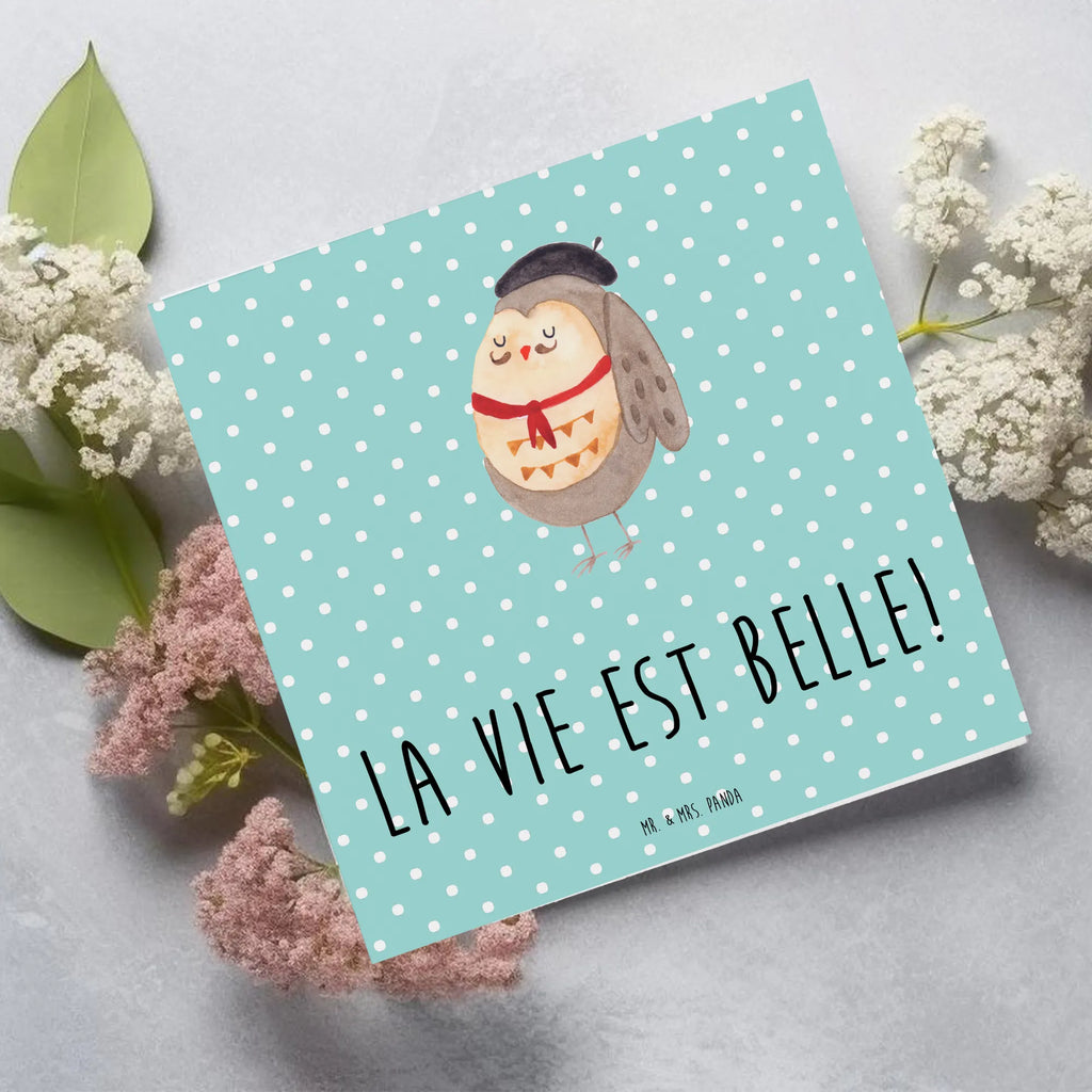 Deluxe Karte Eule Frankreich Karte, Grußkarte, Geburtstagskarte, Glückwunschkarte, Hochwertige Klappkarte, Einladungskarte, Hochzeitskarte, Hochwertige Grußkarte, Klappkarte, Eule, Eulen, das Leben ist schön, hibou, Frankreich, Owl, La vie est belle, Spruch Französisch, Eule Deko, Spruch schön