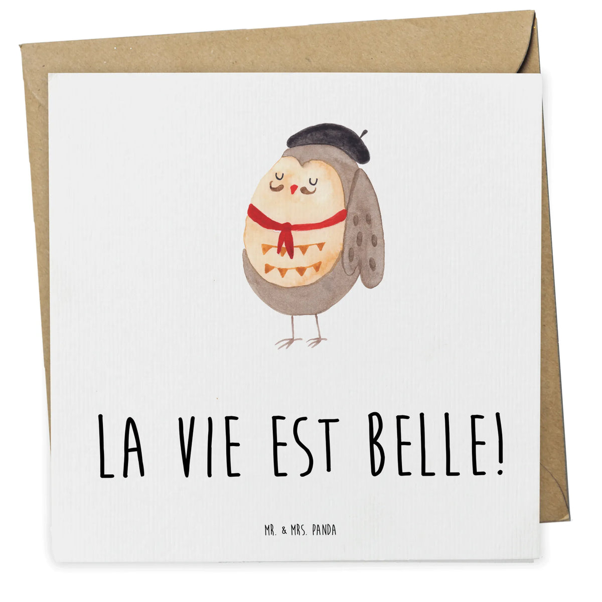 Deluxe Karte Eule Frankreich Glückwunschkarte, faltkarte, doppelkarte, Grußkarte, Klappkarte, anlasskarte, Eule, Spruch schön, Owl, Das Leben Ist schön, Frankreich, La Vie Est Belle, Eule Deko, Spruch Französisch, Hibou, Eulen