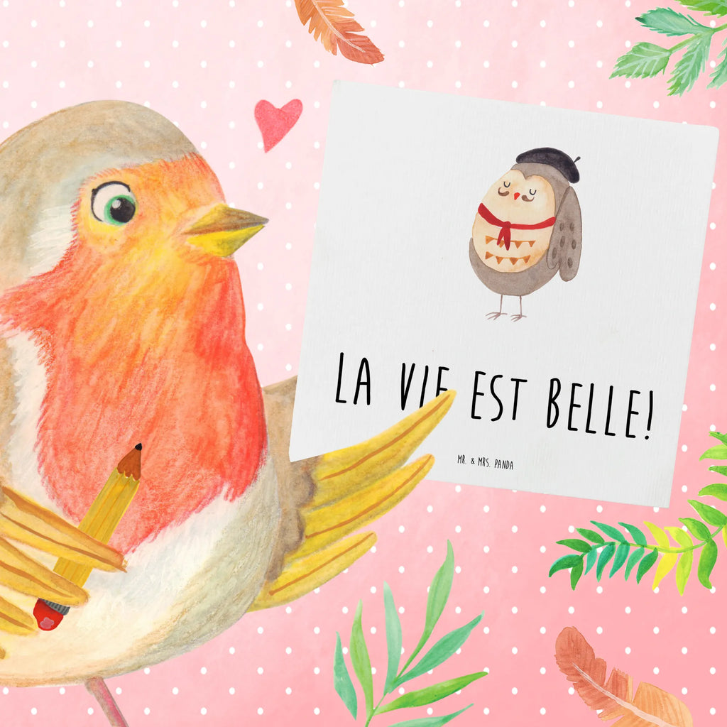 Deluxe Karte Eule Frankreich Karte, Grußkarte, Geburtstagskarte, Glückwunschkarte, Hochwertige Klappkarte, Einladungskarte, Hochzeitskarte, Hochwertige Grußkarte, Klappkarte, Eule, Eulen, das Leben ist schön, hibou, Frankreich, Owl, La vie est belle, Spruch Französisch, Eule Deko, Spruch schön