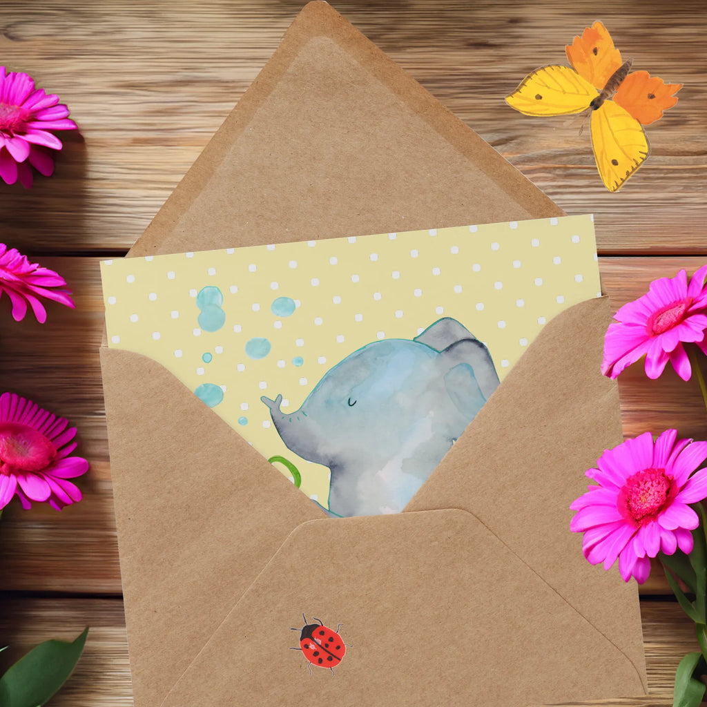 Deluxe Card elephant soap bubbles Geburtstagskarte, Karte, Hochzeitskarte, Grußkarte, Einladungskarte, Klappkarte, Hochwertige Klappkarte, Glückwunschkarte, Hochwertige Grußkarte, Tiermotive, Gute Laune, lustige Sprüche, Tiere, Heimat, Gefühl. Daheim, Liebe, Elefanten, Rüsseltier, Dickhäuter, Liebesspruch, Seifenblasen, Elefant, Liebesbeweis