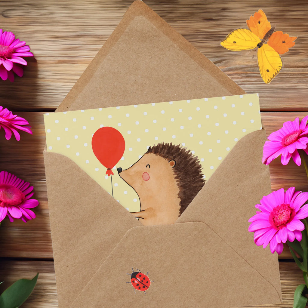 Deluxe Karte Igel Luftballon Karte, Einladungskarte, Geburtstagskarte, Klappkarte, Hochzeitskarte, Glückwunschkarte, Hochwertige Klappkarte, Grußkarte, Hochwertige Grußkarte, Tiermotive, Gute Laune, lustige Sprüche, Tiere, Geburtstagskind, Igel, Glückwunsch, Herzlichen Glückwunsch, Happy Birthday, Geburtstag, Ballon