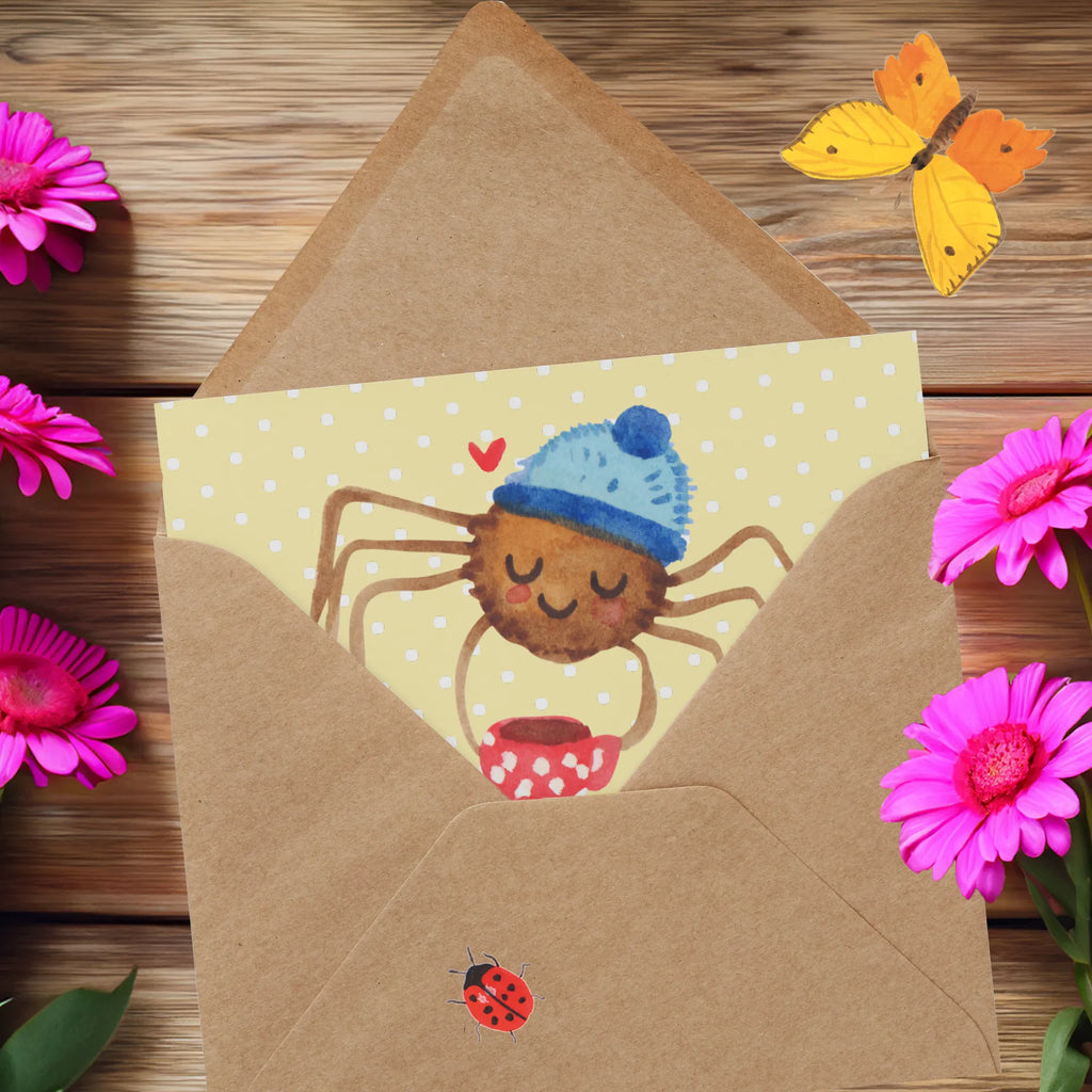 Deluxe Karte Spinne Agathe Kaffee Karte, Grußkarte, Geburtstagskarte, Einladungskarte, Klappkarte, Hochwertige Klappkarte, Hochwertige Grußkarte, Hochzeitskarte, Glückwunschkarte, Spinne Agathe, Spinne, Agathe, Videos, Merchandise, Kaffee, Morgen, Lebensweisheiten, Weiser Spruch, Morgenmuffel