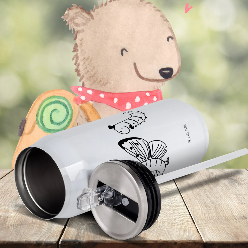 Drink Cans Water Bottle Caterpillar butterfly small animals, cute, funny, cute animal motives, hand drawn, small world, funny sayings, good mood, happy, gifts, gift ideas, special gifts, animal lover, card, butterfly, development, hat, Caterpillar, growing up, cocoon, lemon butterfly, beauty