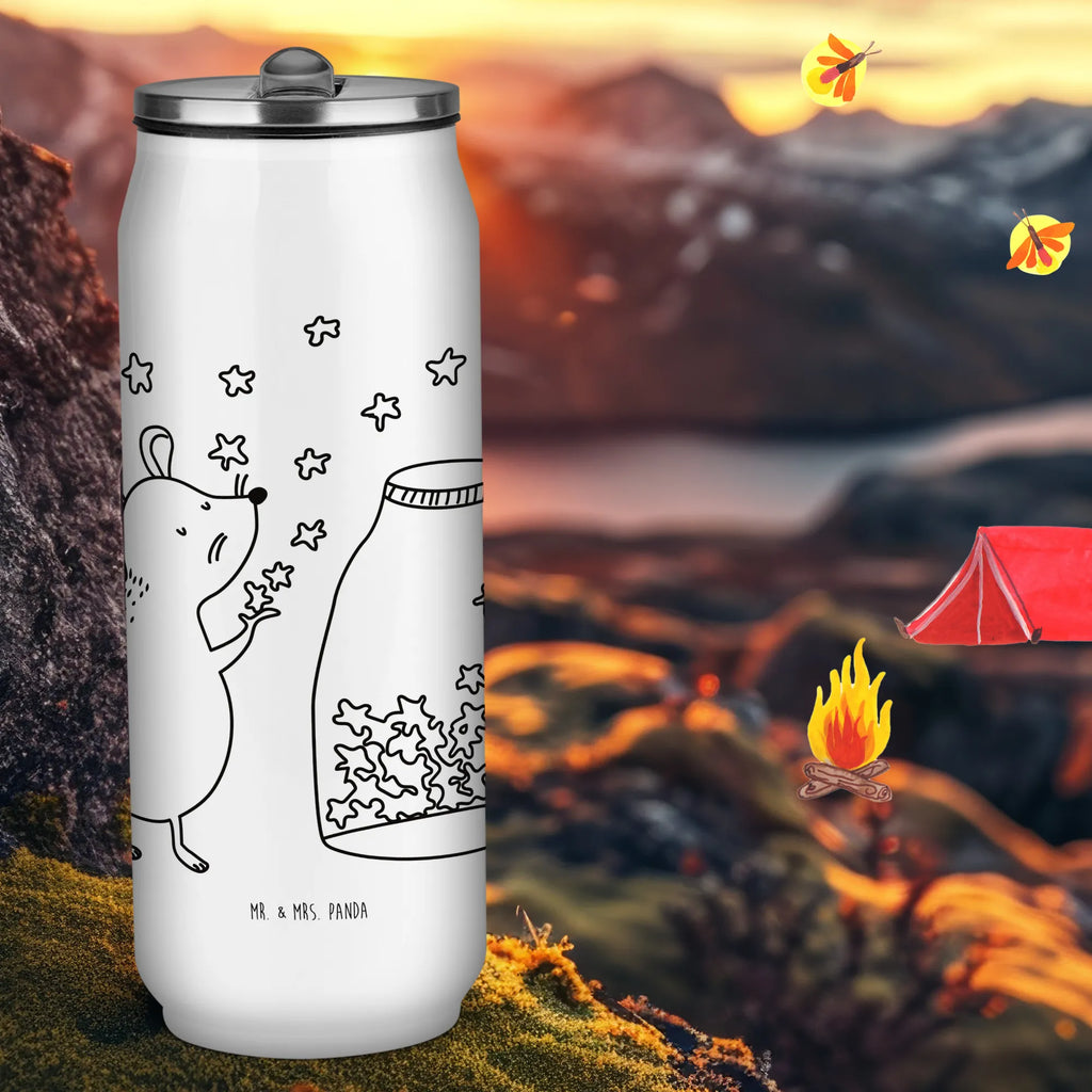 Drink Cans Water Bottle Mouse Stars small animals, cute, funny, cute animal motives, hand drawn, small world, funny sayings, good mood, happy, gifts, gift ideas, special gifts, animal lover, card, child birthday, child, hope, baptism gift, pregnancy, first child, baptism, wish, birth, Mouse, birthday, dreams, stars