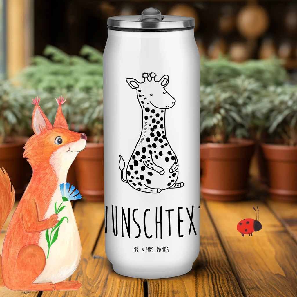 Personalized Beverage Cans Drinking Bottle giraffe Satisfied Africa, Adventure, Giraffe, Happiness