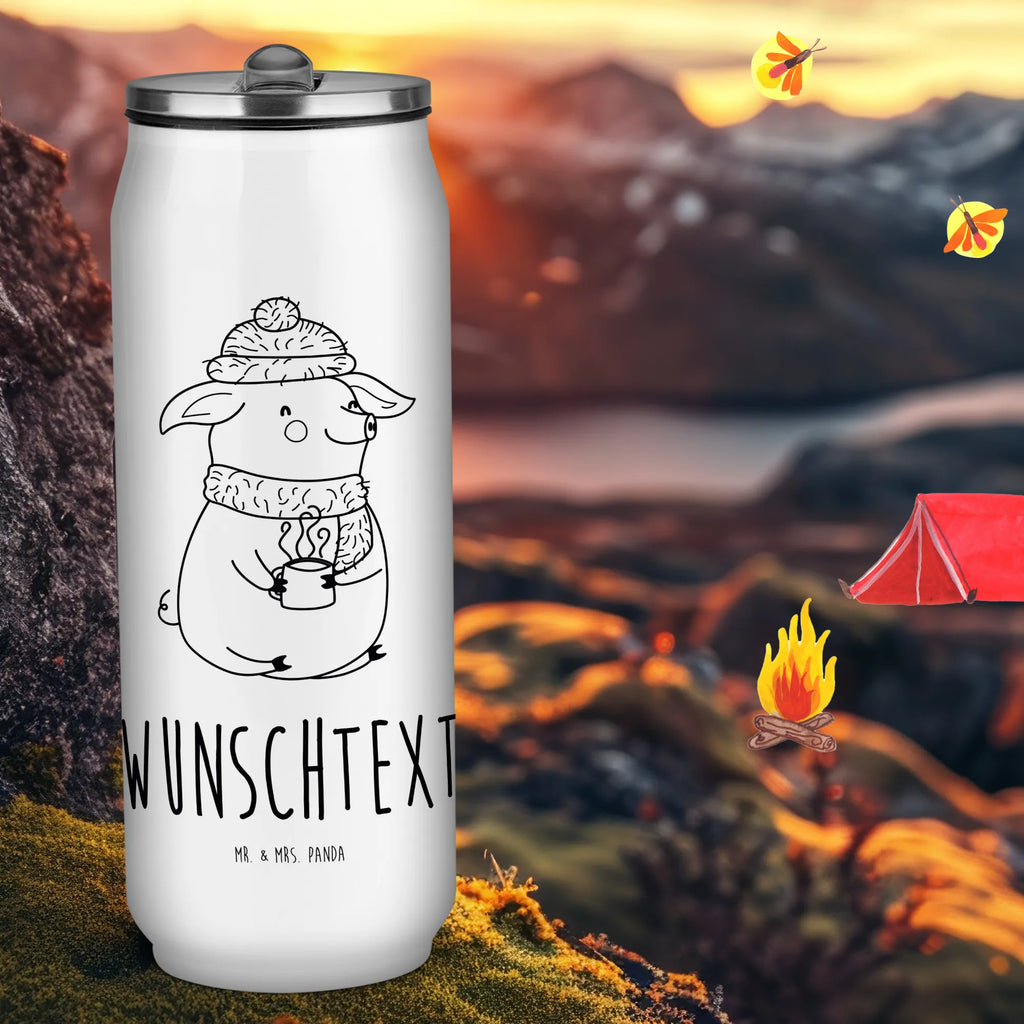 Personalizowane puszki napojowe i butelka do picia Świnka grzane wino Zima, Boże Narodzenie, dekoracje świąteczne, Mikołaj, Adwent, Wigilia, zimowy motyw