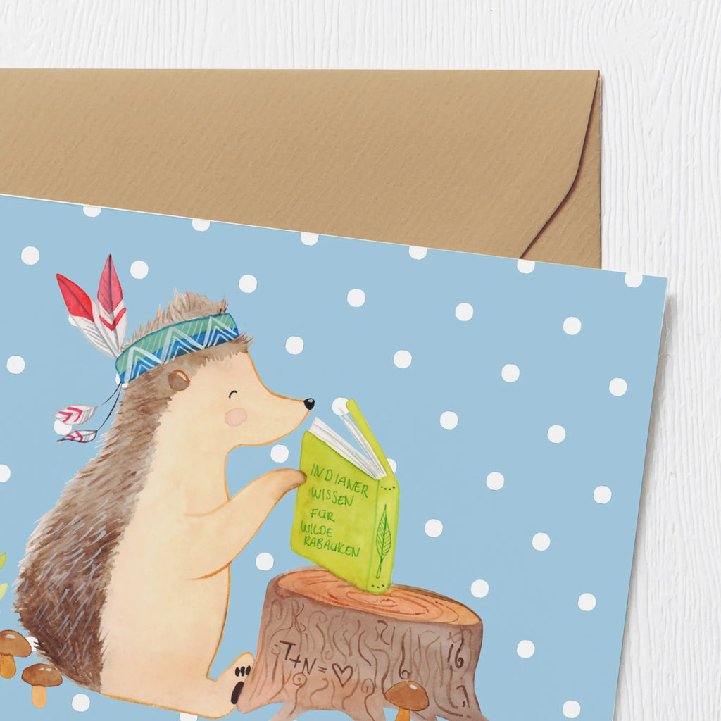Personalized Deluxe Card Hedgehog feather headdress Personalisierte Einladungskarte, Grußkarte als Geldgeschenk, Personalisierte Hochzeitskarte, Personalisierte Geburtstagskarte, Personalisierte Grußkarte, Grußkarte mit Namen, Personalisiertere Klappkarte, Grußkarte mit persönlichen Nachrichten, Personalisierte Glückwunschkarte, Grußkarte selber drucken, Grußkarten personalisiert, Personalisierte Karte, Grußkarte selbst gestalten, Waldtiere, Tiere, Igel, Indianer, Camping, Abenteuer, Lagerfeuer