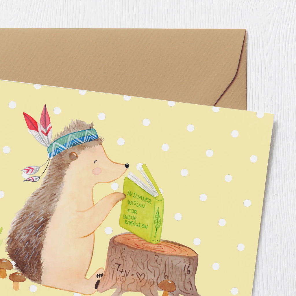 Personalized Deluxe Card Hedgehog feather headdress Personalisierte Einladungskarte, Grußkarte als Geldgeschenk, Personalisierte Hochzeitskarte, Personalisierte Geburtstagskarte, Personalisierte Grußkarte, Grußkarte mit Namen, Personalisiertere Klappkarte, Grußkarte mit persönlichen Nachrichten, Personalisierte Glückwunschkarte, Grußkarte selber drucken, Grußkarten personalisiert, Personalisierte Karte, Grußkarte selbst gestalten, Waldtiere, Tiere, Igel, Indianer, Camping, Abenteuer, Lagerfeuer