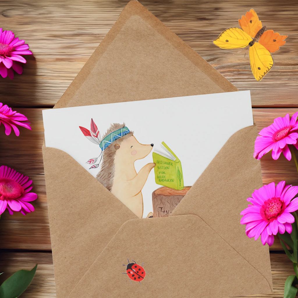 Personalized Deluxe Card Hedgehog feather headdress Personalisierte Einladungskarte, Grußkarte als Geldgeschenk, Personalisierte Hochzeitskarte, Personalisierte Geburtstagskarte, Personalisierte Grußkarte, Grußkarte mit Namen, Personalisiertere Klappkarte, Grußkarte mit persönlichen Nachrichten, Personalisierte Glückwunschkarte, Grußkarte selber drucken, Grußkarten personalisiert, Personalisierte Karte, Grußkarte selbst gestalten, Waldtiere, Tiere, Igel, Indianer, Camping, Abenteuer, Lagerfeuer