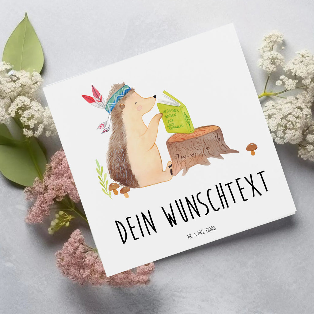 Personalized Deluxe Card Hedgehog feather headdress Personalisierte Einladungskarte, Grußkarte als Geldgeschenk, Personalisierte Hochzeitskarte, Personalisierte Geburtstagskarte, Personalisierte Grußkarte, Grußkarte mit Namen, Personalisiertere Klappkarte, Grußkarte mit persönlichen Nachrichten, Personalisierte Glückwunschkarte, Grußkarte selber drucken, Grußkarten personalisiert, Personalisierte Karte, Grußkarte selbst gestalten, Waldtiere, Tiere, Igel, Indianer, Camping, Abenteuer, Lagerfeuer