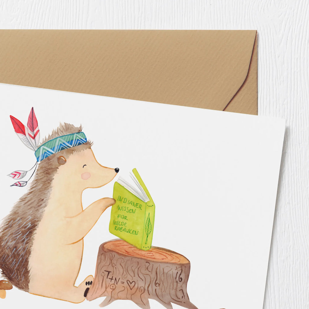 Personalized Deluxe Card Hedgehog feather headdress Personalisierte Einladungskarte, Grußkarte als Geldgeschenk, Personalisierte Hochzeitskarte, Personalisierte Geburtstagskarte, Personalisierte Grußkarte, Grußkarte mit Namen, Personalisiertere Klappkarte, Grußkarte mit persönlichen Nachrichten, Personalisierte Glückwunschkarte, Grußkarte selber drucken, Grußkarten personalisiert, Personalisierte Karte, Grußkarte selbst gestalten, Waldtiere, Tiere, Igel, Indianer, Camping, Abenteuer, Lagerfeuer