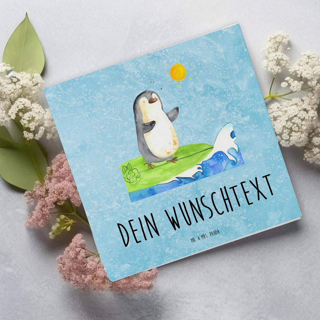 Personalized Deluxe Card Penguin surfer Personalisierte Karte, Personalisierte Glückwunschkarte, Grußkarten personalisiert, Personalisierte Einladungskarte, Personalisierte Hochzeitskarte, Grußkarte selber drucken, Grußkarte mit Namen, Grußkarte selbst gestalten, Personalisiertere Klappkarte, Personalisierte Grußkarte, Grußkarte als Geldgeschenk, Personalisierte Geburtstagskarte, Grußkarte mit persönlichen Nachrichten, Pinguin, surfen, Pinguine, Portugal, Surfer, Urlaub, Wellen, Hawaii, Wellen reiten
