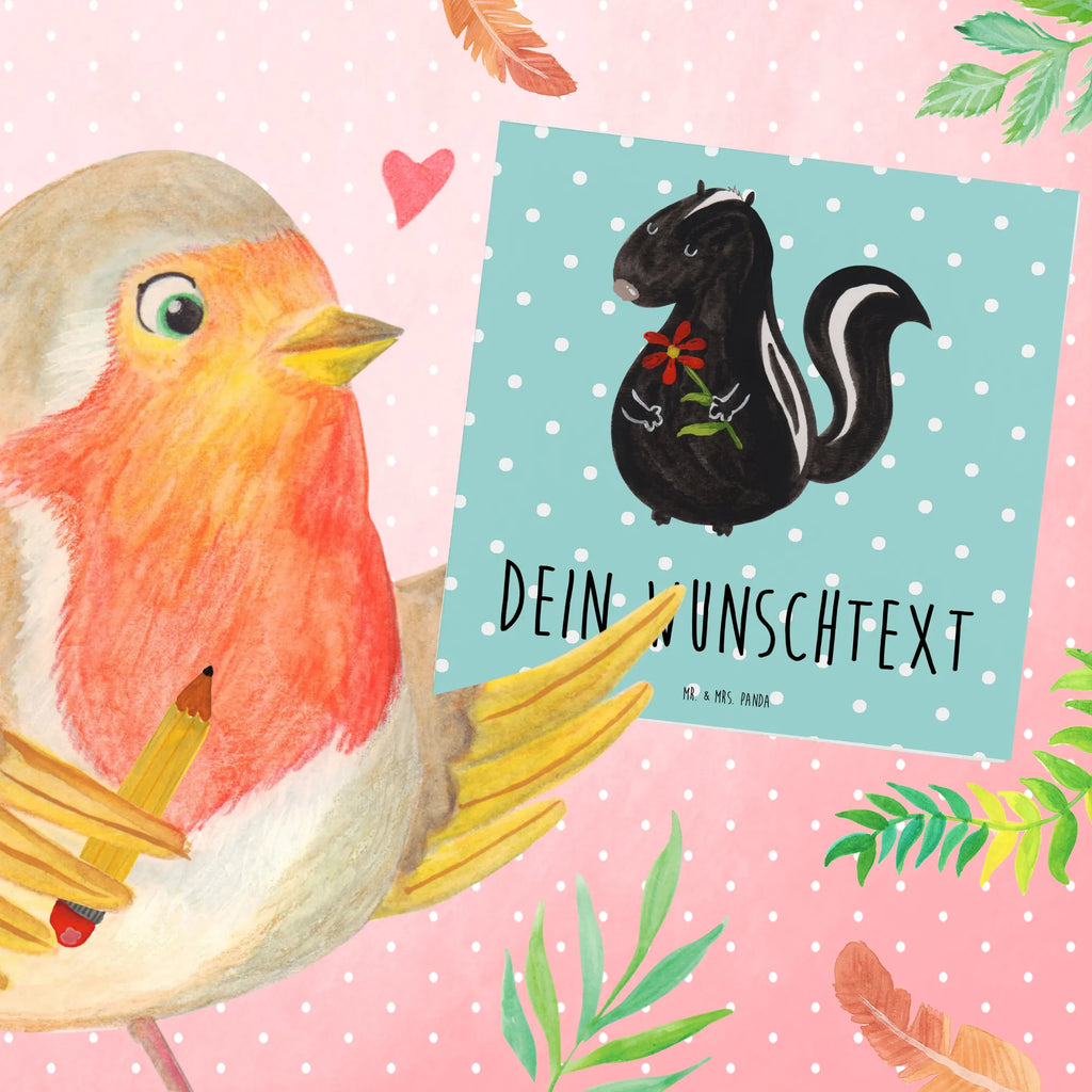 Personalisierte Deluxe Karte Stinktier Blume Personalisiertere Klappkarte, Grußkarte mit Namen, Personalisierte Einladungskarte, Grußkarte selbst gestalten, Personalisierte Karte, Grußkarten personalisiert, Grußkarte selber drucken, Personalisierte Grußkarte, Personalisierte Glückwunschkarte, Personalisierte Hochzeitskarte, Personalisierte Geburtstagskarte, Grußkarte mit persönlichen Nachrichten, Grußkarte als Geldgeschenk, Stinktier, Skunk, Träume, Stinki, Stinker, Tagträumer, Wildtier, Raubtier, verträumt, Dreams