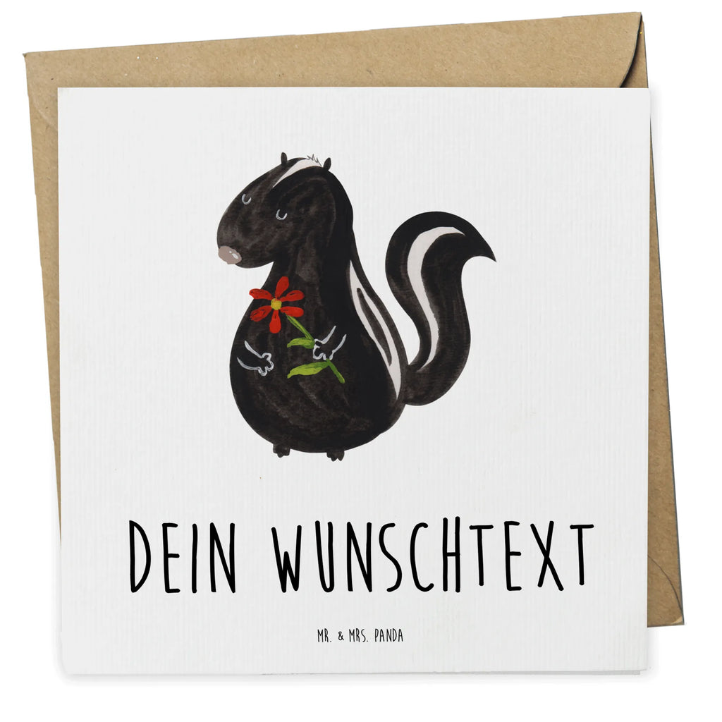 Personalisierte Deluxe Karte Stinktier Blume Personalisiertere Klappkarte, Grußkarte mit Namen, Personalisierte Einladungskarte, Grußkarte selbst gestalten, Personalisierte Karte, Grußkarten personalisiert, Grußkarte selber drucken, Personalisierte Grußkarte, Personalisierte Glückwunschkarte, Personalisierte Hochzeitskarte, Personalisierte Geburtstagskarte, Grußkarte mit persönlichen Nachrichten, Grußkarte als Geldgeschenk, Stinktier, Skunk, Träume, Stinki, Stinker, Tagträumer, Wildtier, Raubtier, verträumt, Dreams