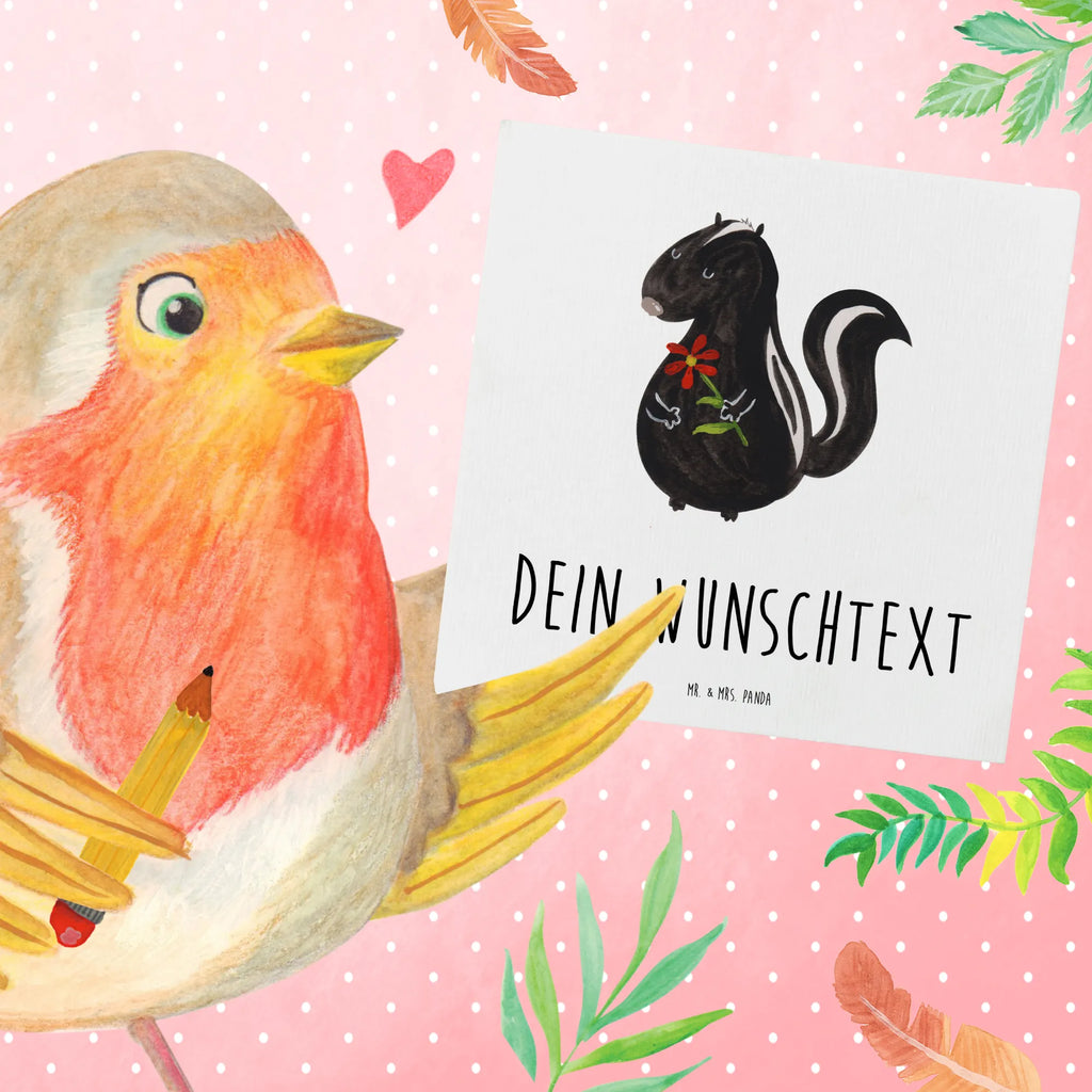 Personalisierte Deluxe Karte Stinktier Blume Personalisiertere Klappkarte, Grußkarte mit Namen, Personalisierte Einladungskarte, Grußkarte selbst gestalten, Personalisierte Karte, Grußkarten personalisiert, Grußkarte selber drucken, Personalisierte Grußkarte, Personalisierte Glückwunschkarte, Personalisierte Hochzeitskarte, Personalisierte Geburtstagskarte, Grußkarte mit persönlichen Nachrichten, Grußkarte als Geldgeschenk, Stinktier, Skunk, Träume, Stinki, Stinker, Tagträumer, Wildtier, Raubtier, verträumt, Dreams