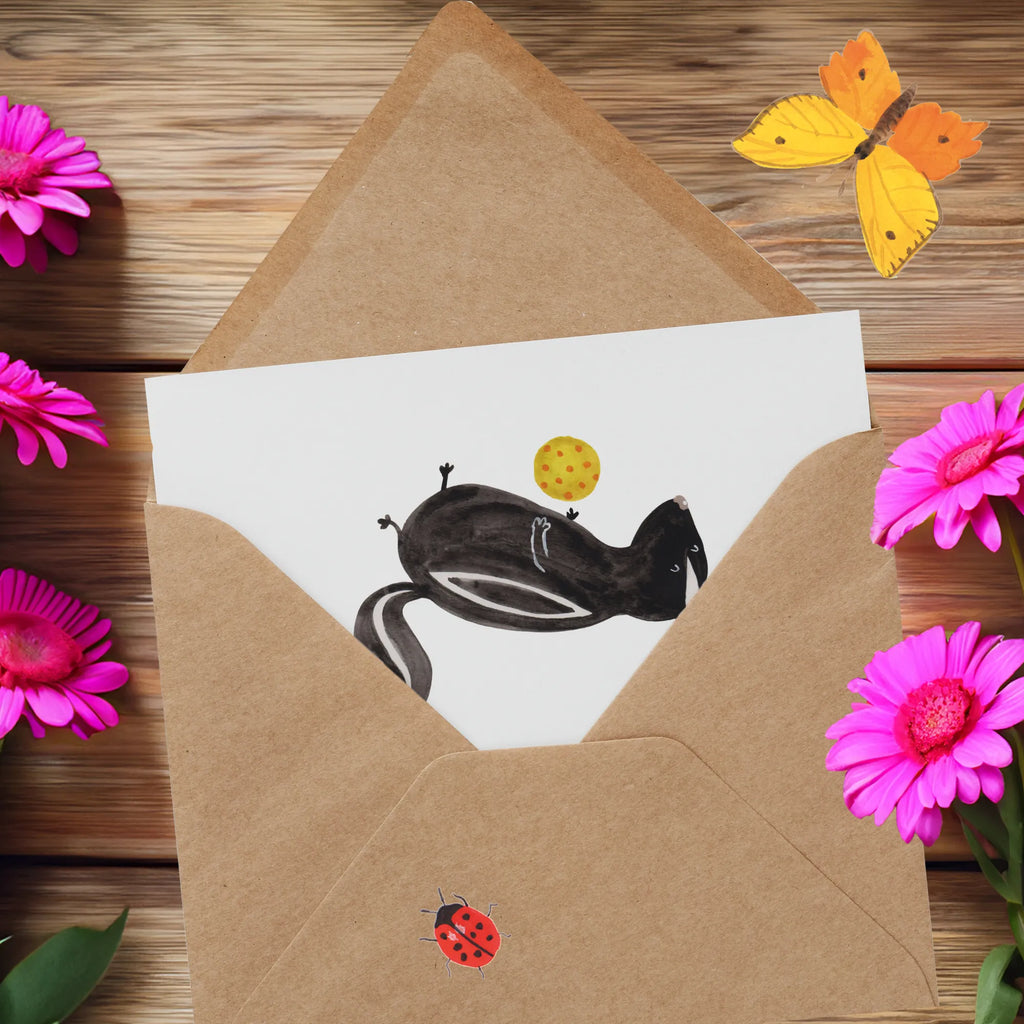 Personalized Deluxe Card skunk ball Personalisierte Glückwunschkarte, Personalisiertere Klappkarte, Personalisierte Geburtstagskarte, Grußkarte als Geldgeschenk, Personalisierte Grußkarte, Personalisierte Karte, Grußkarte selber drucken, Grußkarte mit Namen, Personalisierte Einladungskarte, Grußkarte selbst gestalten, Grußkarte mit persönlichen Nachrichten, Personalisierte Hochzeitskarte, Grußkarten personalisiert, Stinktier, Skunk, Stinki, Wildtier, Stinker, verspielt, Raubtier, Weisheit