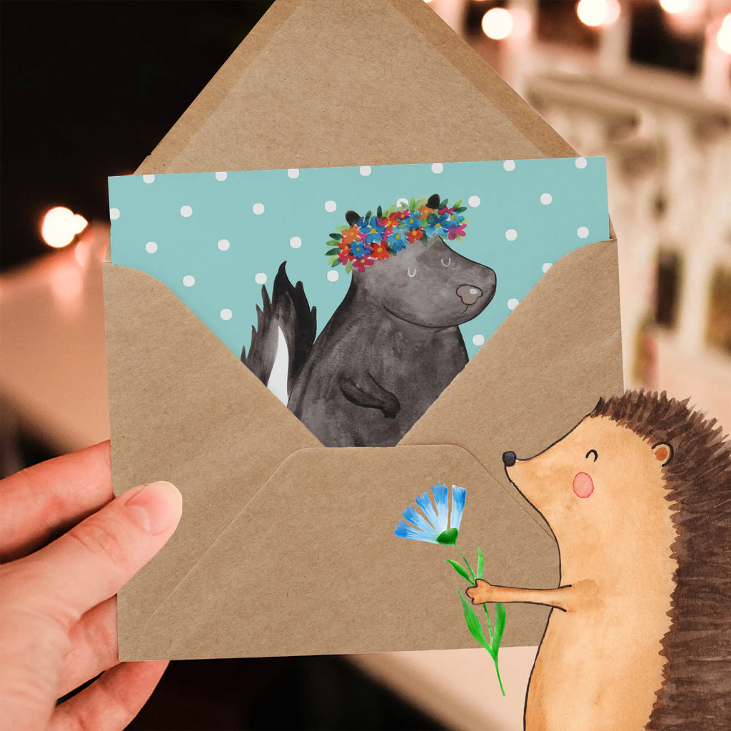 Personalizowana luksusowa karta skunks dziewczynka Personalisierte Grußkarte, Grußkarte mit Namen, Personalisierte Einladungskarte, Grußkarten personalisiert, Personalisierte Karte, Personalisierte Geburtstagskarte, Grußkarte selbst gestalten, Personalisierte Glückwunschkarte, Grußkarte selber drucken, Grußkarte als Geldgeschenk, Grußkarte mit persönlichen Nachrichten, Personalisierte Hochzeitskarte, Personalisiertere Klappkarte, Stinktier, Skunk, Yoga, Namaste, Raubtier, Stinker, Stinki, Wildtier