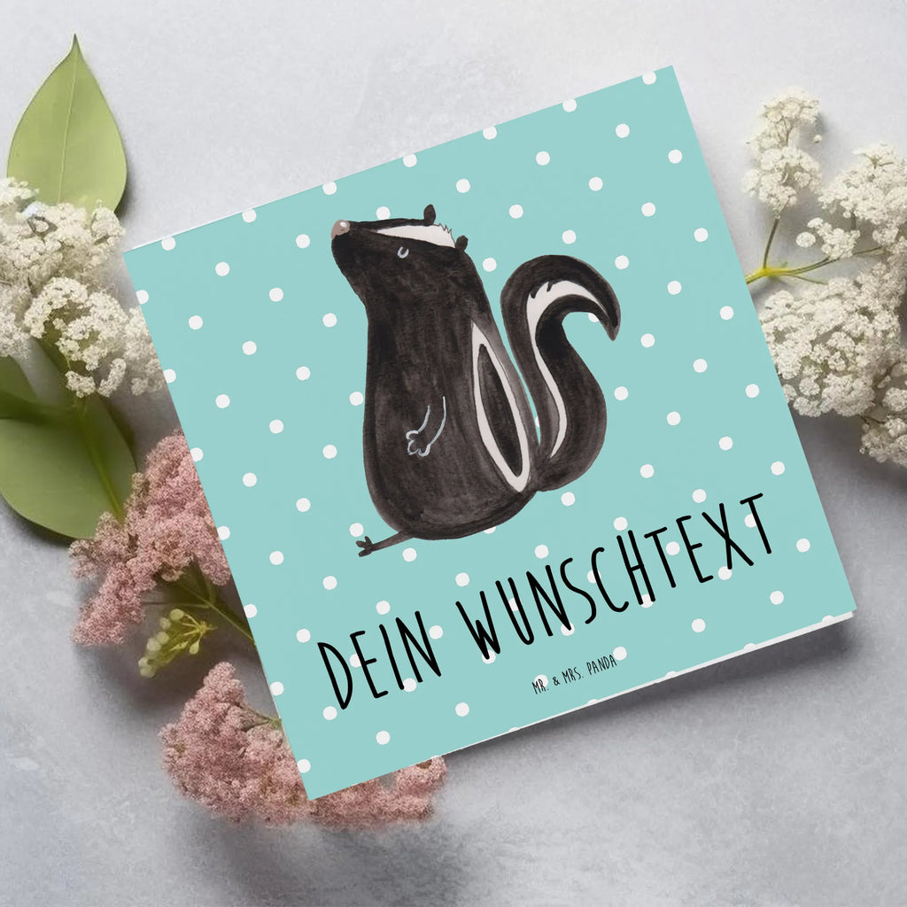 Personalized Deluxe Card skunk Sit Personalisierte Grußkarte, Personalisierte Karte, Grußkarten personalisiert, Personalisierte Glückwunschkarte, Personalisierte Hochzeitskarte, Grußkarte mit persönlichen Nachrichten, Personalisiertere Klappkarte, Grußkarte als Geldgeschenk, Personalisierte Geburtstagskarte, Grußkarte selbst gestalten, Grußkarte selber drucken, Grußkarte mit Namen, Personalisierte Einladungskarte, Stinktier, Skunk, Büro, Wildtier, Raubtier, Recht, Stinker, Spruch, Besserwisser, Stinki