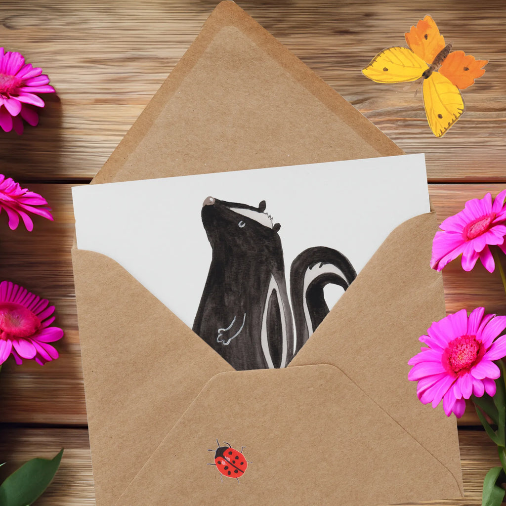 Personalized Deluxe Card skunk Sit Personalisierte Grußkarte, Personalisierte Karte, Grußkarten personalisiert, Personalisierte Glückwunschkarte, Personalisierte Hochzeitskarte, Grußkarte mit persönlichen Nachrichten, Personalisiertere Klappkarte, Grußkarte als Geldgeschenk, Personalisierte Geburtstagskarte, Grußkarte selbst gestalten, Grußkarte selber drucken, Grußkarte mit Namen, Personalisierte Einladungskarte, Stinktier, Skunk, Büro, Wildtier, Raubtier, Recht, Stinker, Spruch, Besserwisser, Stinki