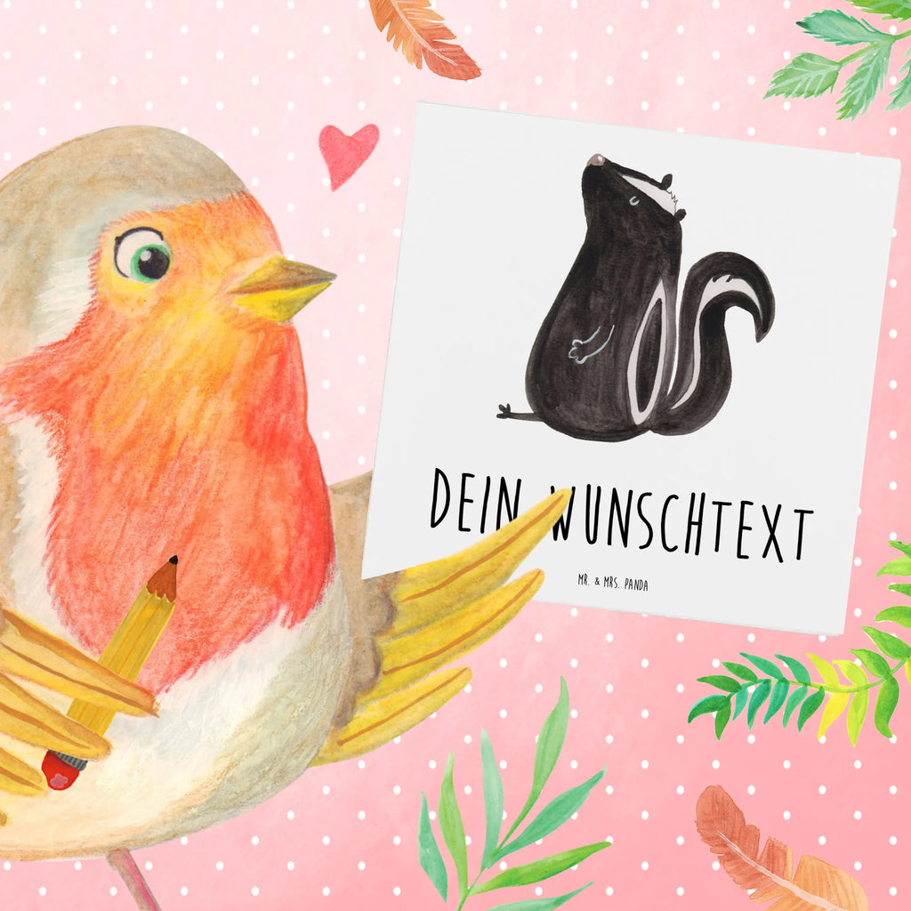 Personalized Deluxe Card skunk Sit Personalisierte Grußkarte, Personalisierte Karte, Grußkarten personalisiert, Personalisierte Glückwunschkarte, Personalisierte Hochzeitskarte, Grußkarte mit persönlichen Nachrichten, Personalisiertere Klappkarte, Grußkarte als Geldgeschenk, Personalisierte Geburtstagskarte, Grußkarte selbst gestalten, Grußkarte selber drucken, Grußkarte mit Namen, Personalisierte Einladungskarte, Stinktier, Skunk, Büro, Wildtier, Raubtier, Recht, Stinker, Spruch, Besserwisser, Stinki