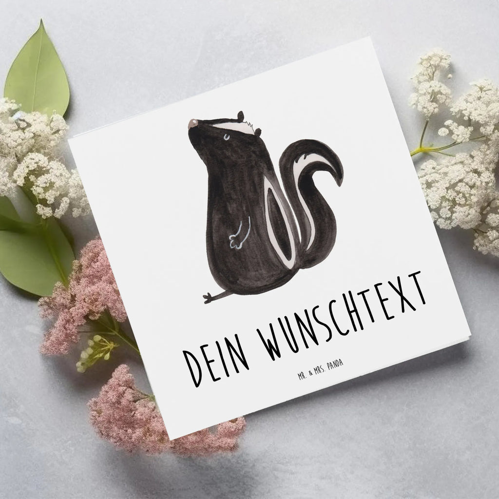 Personalized Deluxe Card skunk Sit Personalisierte Grußkarte, Personalisierte Karte, Grußkarten personalisiert, Personalisierte Glückwunschkarte, Personalisierte Hochzeitskarte, Grußkarte mit persönlichen Nachrichten, Personalisiertere Klappkarte, Grußkarte als Geldgeschenk, Personalisierte Geburtstagskarte, Grußkarte selbst gestalten, Grußkarte selber drucken, Grußkarte mit Namen, Personalisierte Einladungskarte, Stinktier, Skunk, Büro, Wildtier, Raubtier, Recht, Stinker, Spruch, Besserwisser, Stinki