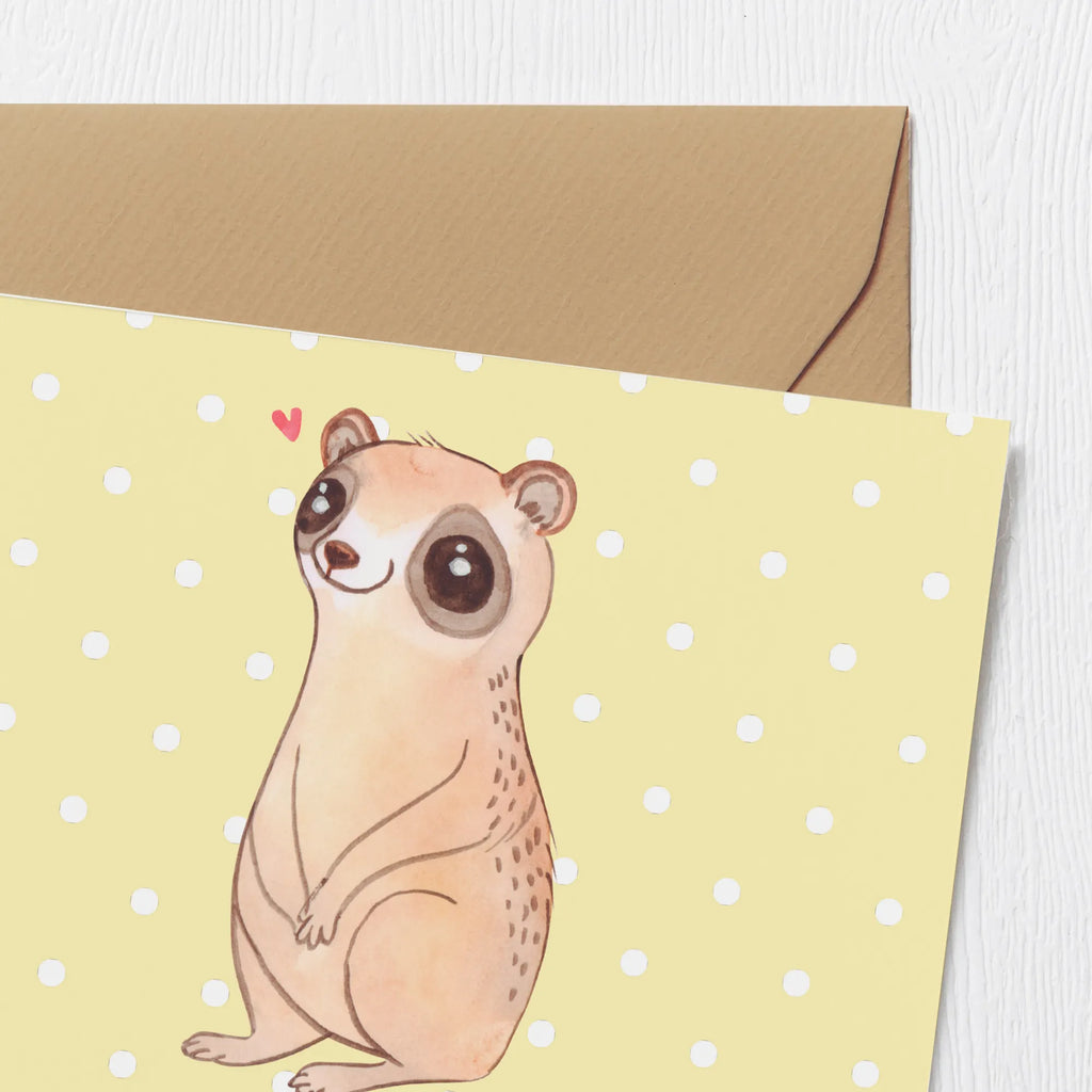 Personalized Deluxe Card Slow loris Happy Personalisierte Grußkarte, Grußkarte selbst gestalten, Personalisiertere Klappkarte, Personalisierte Glückwunschkarte, Personalisierte Karte, Grußkarte mit Namen, Grußkarte mit persönlichen Nachrichten, Grußkarte selber drucken, Grußkarten personalisiert, Personalisierte Geburtstagskarte, Personalisierte Einladungskarte, Grußkarte als Geldgeschenk, Personalisierte Hochzeitskarte, Tiermotive, Gute Laune, lustige Sprüche, Tiere, Plumplori, Glück, Niedlich