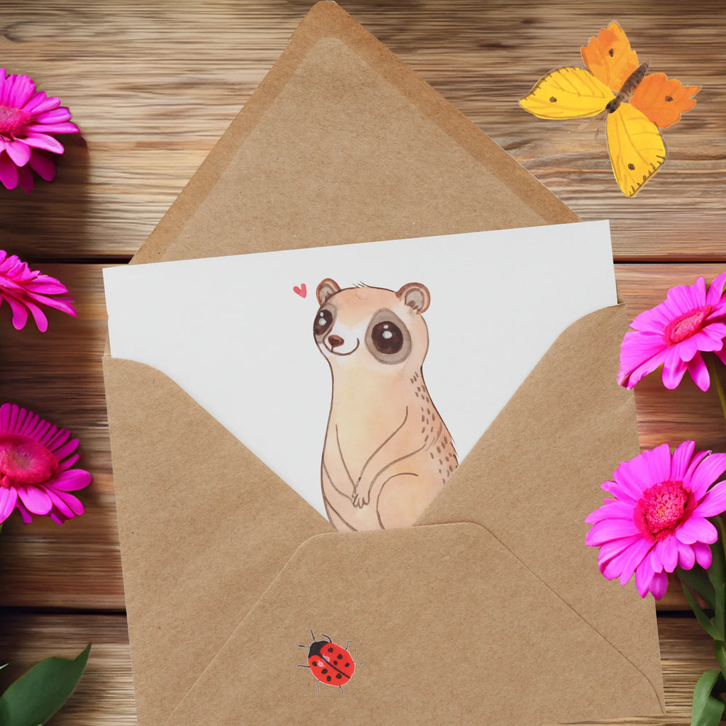 Personalized Deluxe Card Slow loris Happy Personalisierte Grußkarte, Grußkarte selbst gestalten, Personalisiertere Klappkarte, Personalisierte Glückwunschkarte, Personalisierte Karte, Grußkarte mit Namen, Grußkarte mit persönlichen Nachrichten, Grußkarte selber drucken, Grußkarten personalisiert, Personalisierte Geburtstagskarte, Personalisierte Einladungskarte, Grußkarte als Geldgeschenk, Personalisierte Hochzeitskarte, Tiermotive, Gute Laune, lustige Sprüche, Tiere, Plumplori, Glück, Niedlich