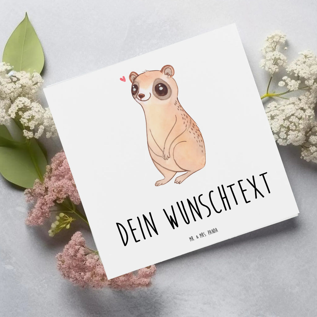 Personalized Deluxe Card Slow loris Happy Personalisierte Grußkarte, Grußkarte selbst gestalten, Personalisiertere Klappkarte, Personalisierte Glückwunschkarte, Personalisierte Karte, Grußkarte mit Namen, Grußkarte mit persönlichen Nachrichten, Grußkarte selber drucken, Grußkarten personalisiert, Personalisierte Geburtstagskarte, Personalisierte Einladungskarte, Grußkarte als Geldgeschenk, Personalisierte Hochzeitskarte, Tiermotive, Gute Laune, lustige Sprüche, Tiere, Plumplori, Glück, Niedlich