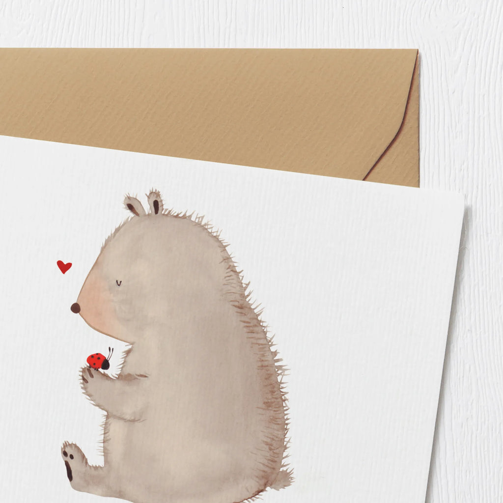 Personalisierte Deluxe Karte Bär Marienkäfer Grußkarte mit persönlichen Nachrichten, Grußkarte selbst gestalten, Personalisierte Karte, Personalisierte Einladungskarte, Personalisierte Hochzeitskarte, Personalisierte Geburtstagskarte, Personalisiertere Klappkarte, Grußkarte selber drucken, Grußkarte als Geldgeschenk, Grußkarten personalisiert, Grußkarte mit Namen, Personalisierte Glückwunschkarte, Personalisierte Grußkarte, Bär, Teddy, Teddybär, Das Leben ist schön, Freiheit, Motivation, Liebe, Marienkäfer