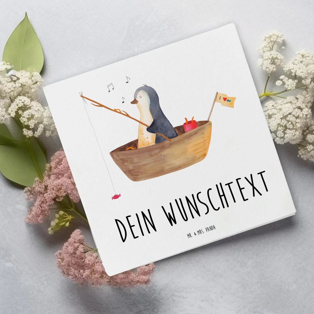 Personalized Deluxe Card Penguin fishing boat Grußkarte selbst gestalten, Grußkarte mit persönlichen Nachrichten, Grußkarte selber drucken, Personalisierte Grußkarte, Personalisiertere Klappkarte, Grußkarten personalisiert, Grußkarte mit Namen, Personalisierte Glückwunschkarte, Grußkarte als Geldgeschenk, Personalisierte Karte, Personalisierte Hochzeitskarte, Personalisierte Geburtstagskarte, Personalisierte Einladungskarte, Pinguin, Boot, Leben, Pinguine, Neustart, Neuanfang, Trennung, genießen, Motivation, Angelboot, Scheidung, Geschenkidee Liebeskummer, Lebenslust, Angeln