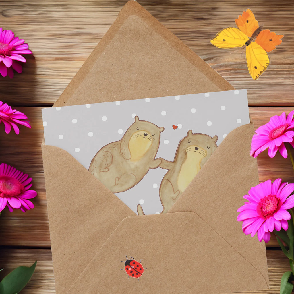 Personalized Deluxe Card otter holding hands Personalisierte Glückwunschkarte, Grußkarte mit Namen, Personalisierte Hochzeitskarte, Grußkarte mit persönlichen Nachrichten, Grußkarte selbst gestalten, Grußkarte als Geldgeschenk, Personalisierte Karte, Personalisierte Einladungskarte, Personalisierte Geburtstagskarte, Personalisiertere Klappkarte, Grußkarte selber drucken, Personalisierte Grußkarte, Grußkarten personalisiert, Otter, Fischotter, Seeotter, Otter Seeotter See Otter