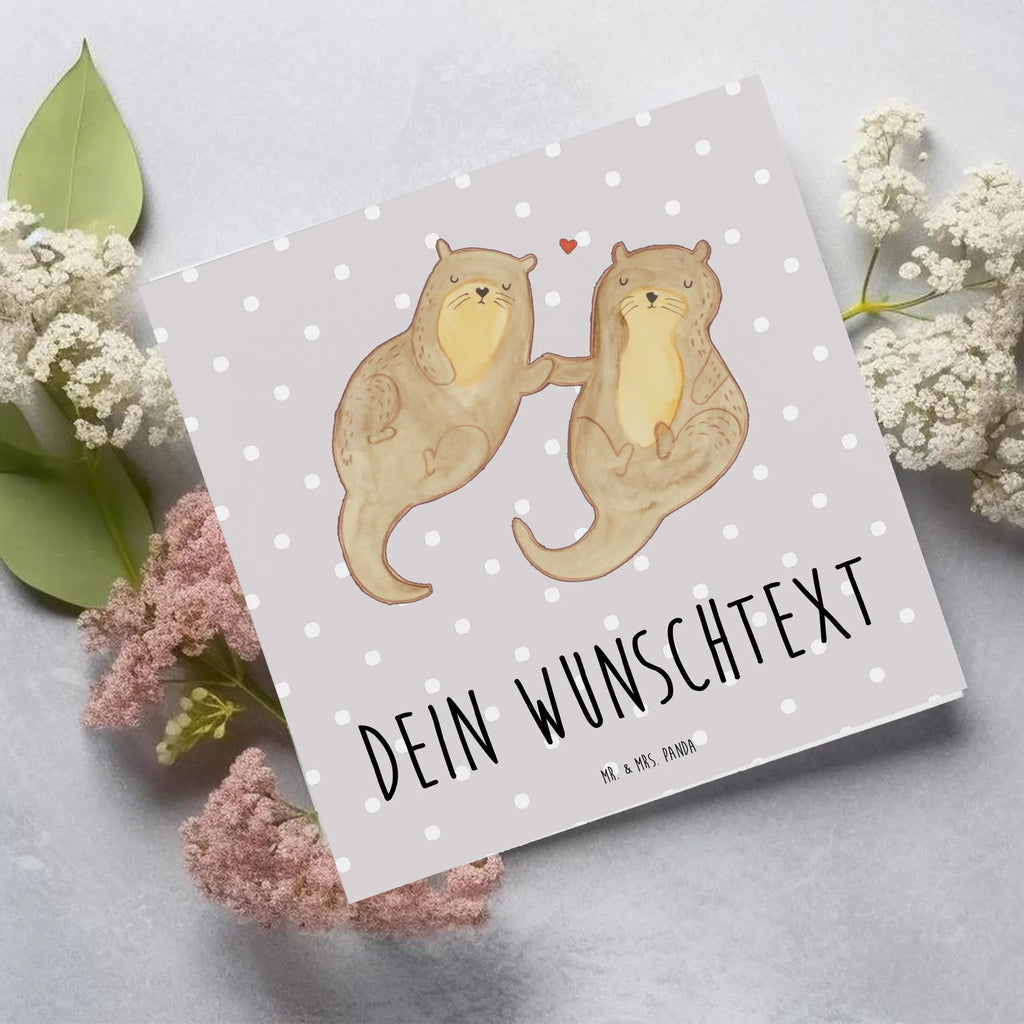 Personalized Deluxe Card otter holding hands Personalisierte Glückwunschkarte, Grußkarte mit Namen, Personalisierte Hochzeitskarte, Grußkarte mit persönlichen Nachrichten, Grußkarte selbst gestalten, Grußkarte als Geldgeschenk, Personalisierte Karte, Personalisierte Einladungskarte, Personalisierte Geburtstagskarte, Personalisiertere Klappkarte, Grußkarte selber drucken, Personalisierte Grußkarte, Grußkarten personalisiert, Otter, Fischotter, Seeotter, Otter Seeotter See Otter