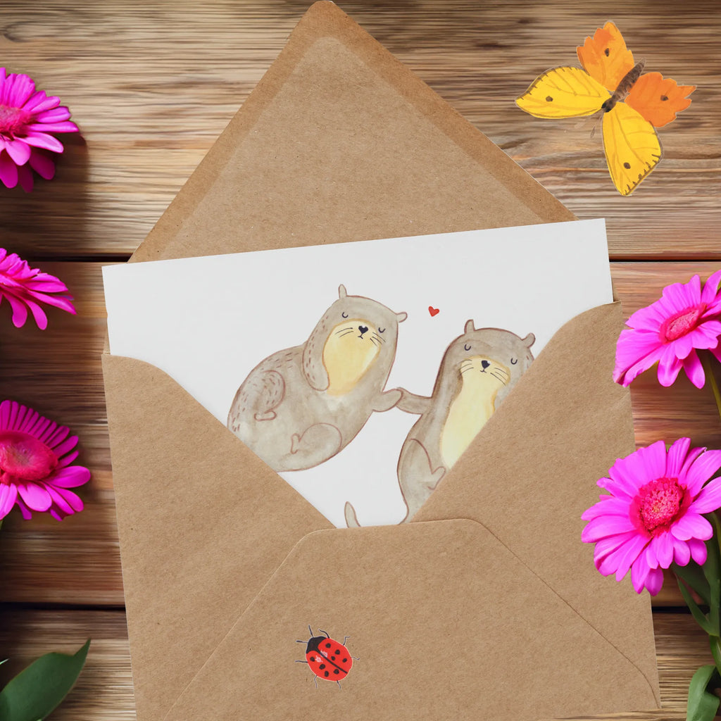 Personalized Deluxe Card otter holding hands Personalisierte Glückwunschkarte, Grußkarte mit Namen, Personalisierte Hochzeitskarte, Grußkarte mit persönlichen Nachrichten, Grußkarte selbst gestalten, Grußkarte als Geldgeschenk, Personalisierte Karte, Personalisierte Einladungskarte, Personalisierte Geburtstagskarte, Personalisiertere Klappkarte, Grußkarte selber drucken, Personalisierte Grußkarte, Grußkarten personalisiert, Otter, Fischotter, Seeotter, Otter Seeotter See Otter
