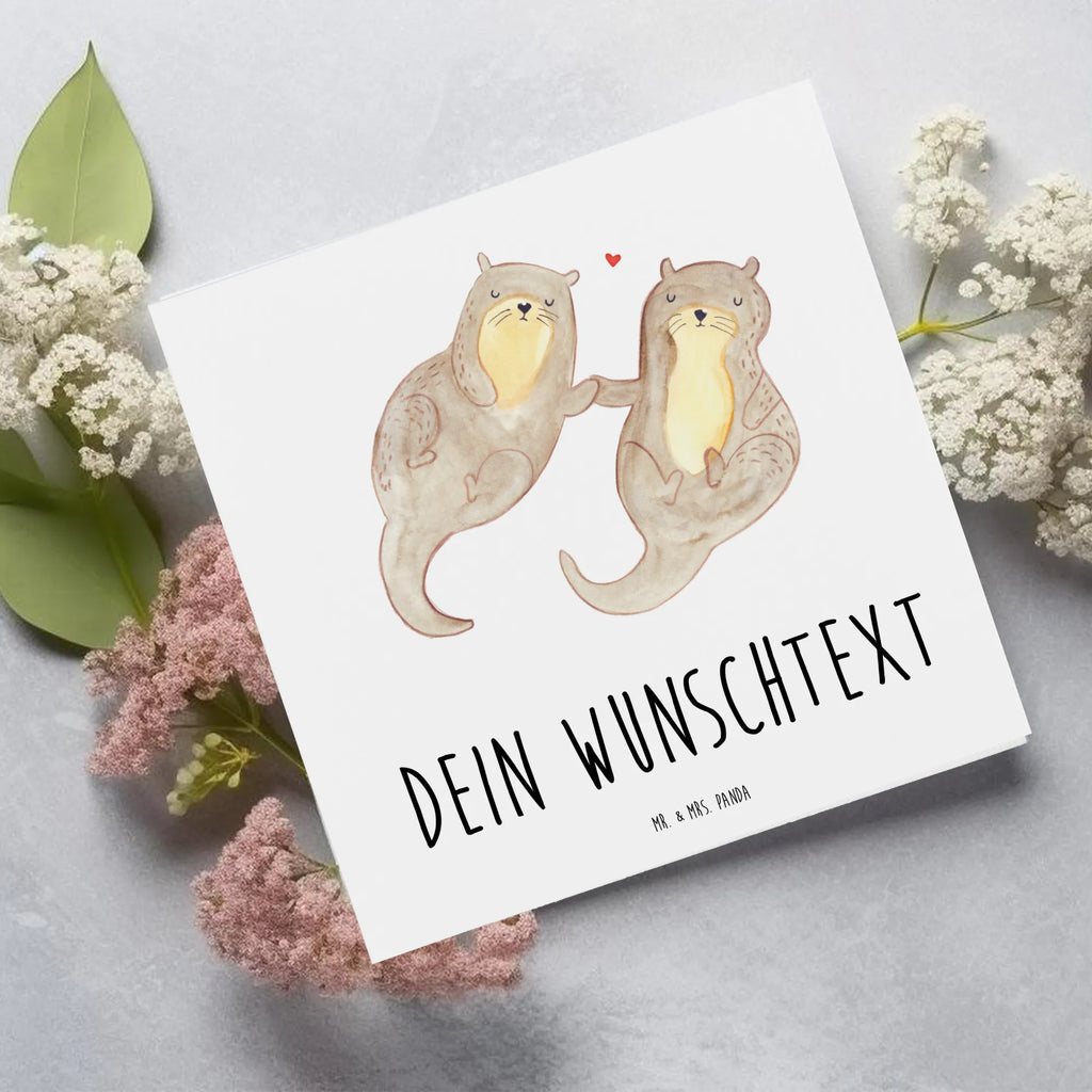 Personalized Deluxe Card otter holding hands Personalisierte Glückwunschkarte, Grußkarte mit Namen, Personalisierte Hochzeitskarte, Grußkarte mit persönlichen Nachrichten, Grußkarte selbst gestalten, Grußkarte als Geldgeschenk, Personalisierte Karte, Personalisierte Einladungskarte, Personalisierte Geburtstagskarte, Personalisiertere Klappkarte, Grußkarte selber drucken, Personalisierte Grußkarte, Grußkarten personalisiert, Otter, Fischotter, Seeotter, Otter Seeotter See Otter