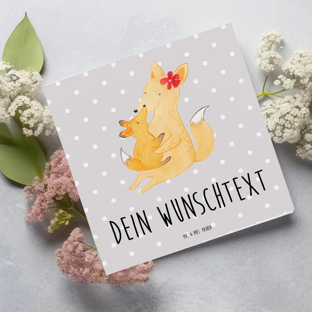 Personalized Deluxe Card Fox mummy Personalisiertere Klappkarte, Personalisierte Einladungskarte, Personalisierte Glückwunschkarte, Grußkarten personalisiert, Personalisierte Grußkarte, Grußkarte mit Namen, Grußkarte selber drucken, Personalisierte Geburtstagskarte, Personalisierte Hochzeitskarte, Grußkarte mit persönlichen Nachrichten, Personalisierte Karte, Grußkarte als Geldgeschenk, Grußkarte selbst gestalten, Familie, Vatertag, Muttertag, Bruder, Schwester, Mama, Papa, Oma, Opa, Mutter, Tochter, Geschenk, Beste Tochter, Lieblingstochter