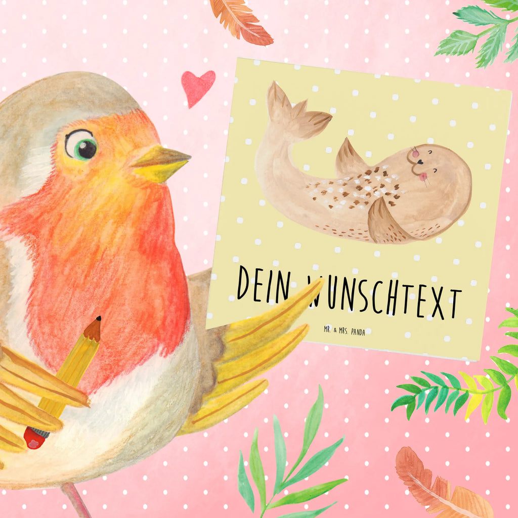 Personalisierte Deluxe Karte Robbe Liegen Personalisiertere Klappkarte, Grußkarte selber drucken, Personalisierte Grußkarte, Personalisierte Einladungskarte, Personalisierte Karte, Grußkarte selbst gestalten, Grußkarte mit persönlichen Nachrichten, Grußkarte mit Namen, Personalisierte Glückwunschkarte, Personalisierte Geburtstagskarte, Personalisierte Hochzeitskarte, Grußkarten personalisiert, Grußkarte als Geldgeschenk, Tiermotive, Gute Laune, lustige Sprüche, Tiere, Robbe, Robben, Meerestier, Ostsee, Seehund, Nordsee, Strand, Freude, Lachen