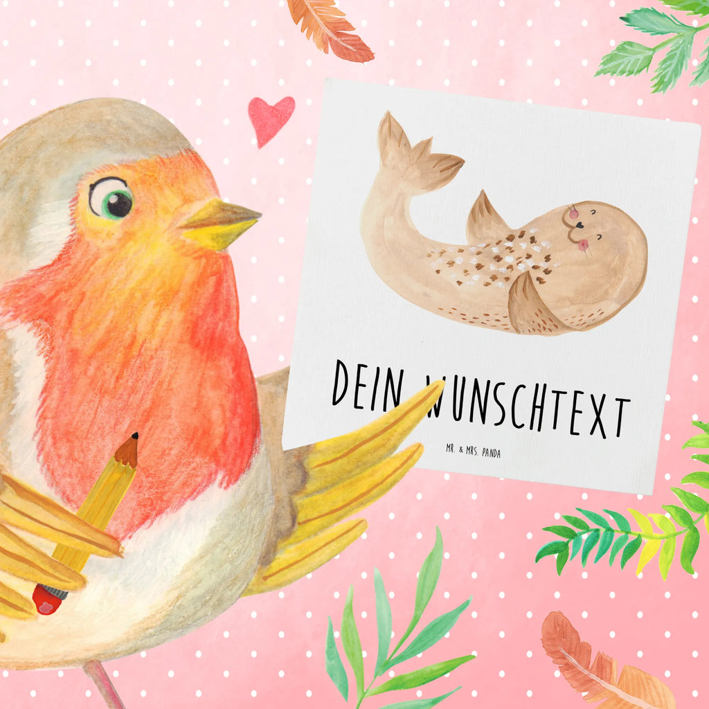 Personalisierte Deluxe Karte Robbe Liegen Personalisiertere Klappkarte, Grußkarte selber drucken, Personalisierte Grußkarte, Personalisierte Einladungskarte, Personalisierte Karte, Grußkarte selbst gestalten, Grußkarte mit persönlichen Nachrichten, Grußkarte mit Namen, Personalisierte Glückwunschkarte, Personalisierte Geburtstagskarte, Personalisierte Hochzeitskarte, Grußkarten personalisiert, Grußkarte als Geldgeschenk, Tiermotive, Gute Laune, lustige Sprüche, Tiere, Robbe, Robben, Meerestier, Ostsee, Seehund, Nordsee, Strand, Freude, Lachen