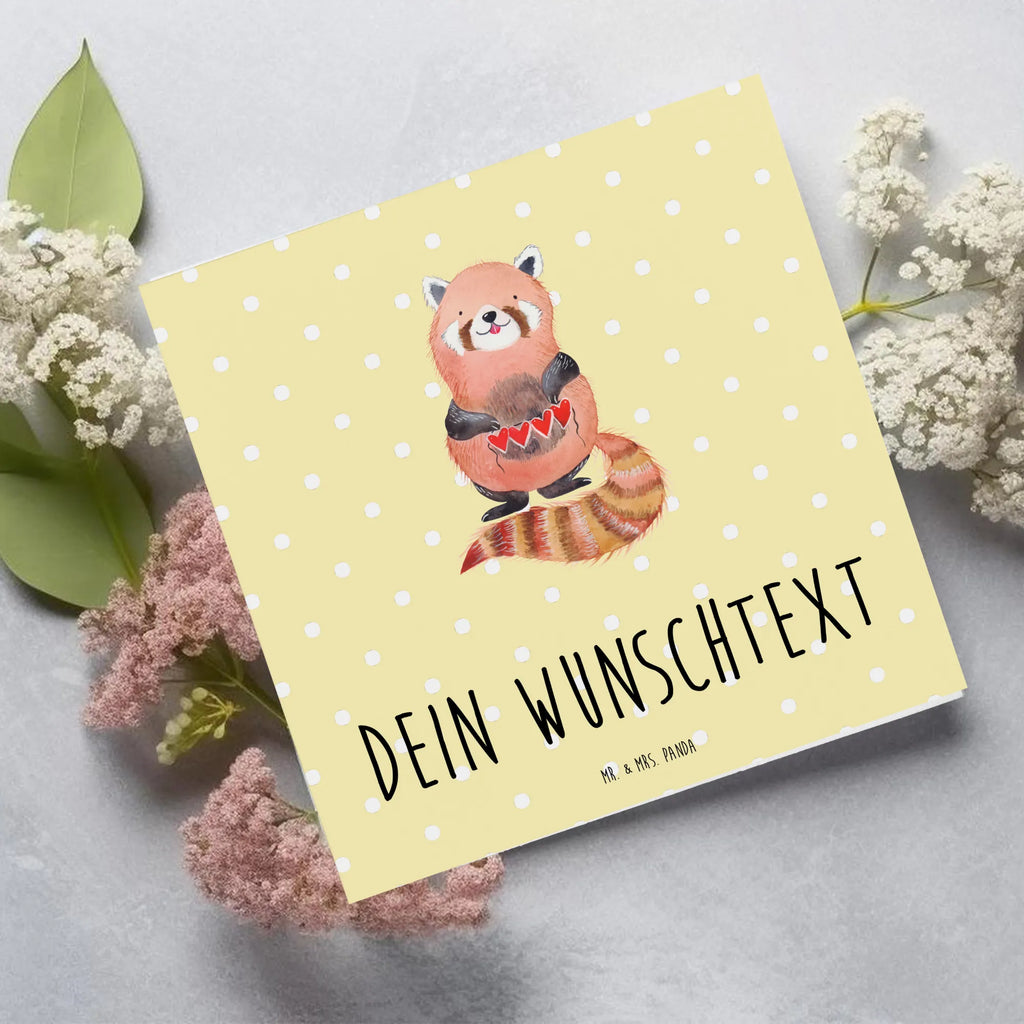 Personalized Deluxe Card red panda Personalisierte Karte, Personalisierte Einladungskarte, Personalisierte Geburtstagskarte, Personalisiertere Klappkarte, Personalisierte Grußkarte, Grußkarte selbst gestalten, Grußkarte selber drucken, Personalisierte Hochzeitskarte, Personalisierte Glückwunschkarte, Grußkarte als Geldgeschenk, Grußkarte mit persönlichen Nachrichten, Grußkarte mit Namen, Grußkarten personalisiert, Tiermotive, Gute Laune, lustige Sprüche, Tiere, Liebe, Panda, Liebling, Herz, Rot, Lieblingsmensch