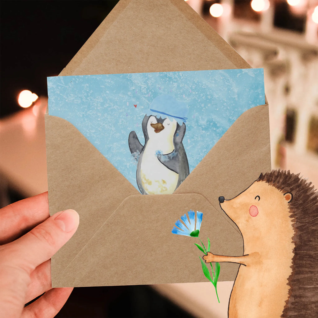 Personalized Deluxe Card Penguin have a shower Personalisierte Grußkarte, Grußkarte mit persönlichen Nachrichten, Personalisierte Hochzeitskarte, Personalisierte Karte, Grußkarte selber drucken, Personalisierte Glückwunschkarte, Personalisierte Geburtstagskarte, Personalisiertere Klappkarte, Grußkarte als Geldgeschenk, Personalisierte Einladungskarte, Grußkarten personalisiert, Grußkarte mit Namen, Grußkarte selbst gestalten, Pinguin, Dusche, Motivation, duschen, Neuanfang, Pinguine, glücklich sein, Lebensmotto, Neustart