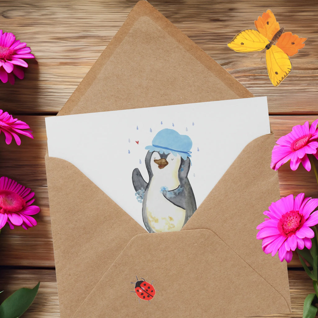 Personalized Deluxe Card Penguin have a shower Personalisierte Grußkarte, Grußkarte mit persönlichen Nachrichten, Personalisierte Hochzeitskarte, Personalisierte Karte, Grußkarte selber drucken, Personalisierte Glückwunschkarte, Personalisierte Geburtstagskarte, Personalisiertere Klappkarte, Grußkarte als Geldgeschenk, Personalisierte Einladungskarte, Grußkarten personalisiert, Grußkarte mit Namen, Grußkarte selbst gestalten, Pinguin, Dusche, Motivation, duschen, Neuanfang, Pinguine, glücklich sein, Lebensmotto, Neustart