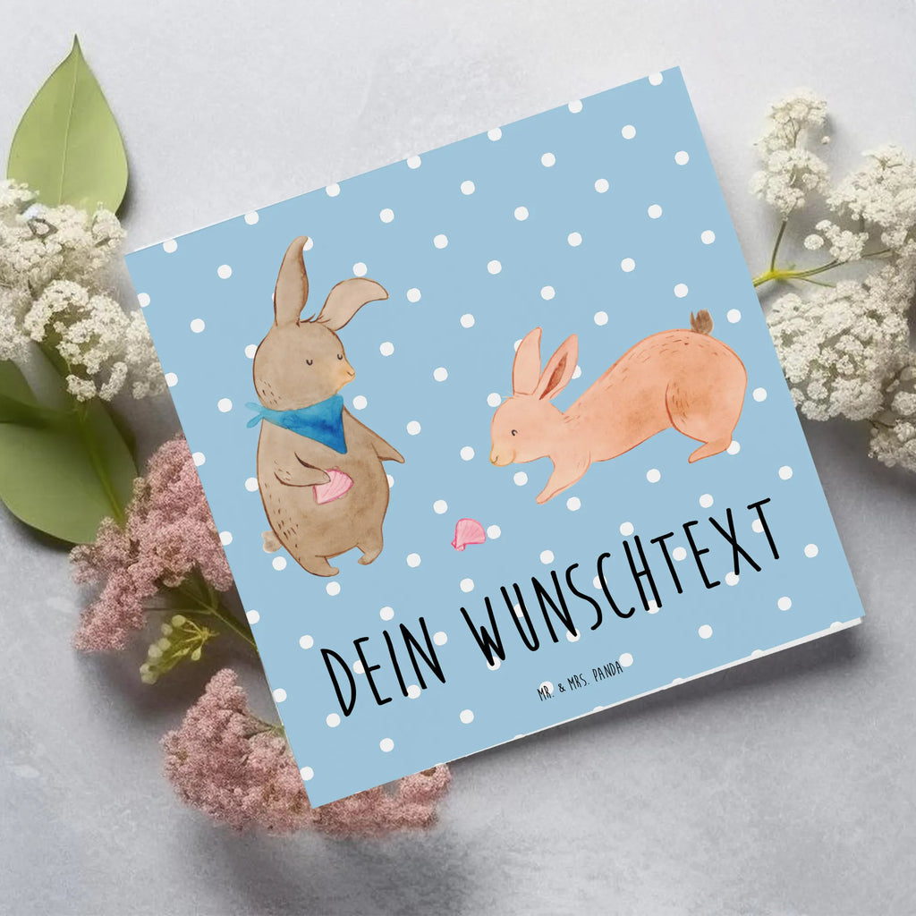 Personalized Deluxe Card Bunnies with seashell Personalisierte Geburtstagskarte, Personalisierte Einladungskarte, Personalisiertere Klappkarte, Grußkarte selbst gestalten, Grußkarte selber drucken, Grußkarte als Geldgeschenk, Personalisierte Glückwunschkarte, Grußkarten personalisiert, Personalisierte Hochzeitskarte, Grußkarte mit Namen, Personalisierte Grußkarte, Grußkarte mit persönlichen Nachrichten, Personalisierte Karte, Familie, Vatertag, Muttertag, Bruder, Schwester, Mama, Papa, Oma, Opa, BFF, Muscheln, beste Freundin, Freundinnen, Freundin, best friends, Hasen, Muscheln sammeln, Meer