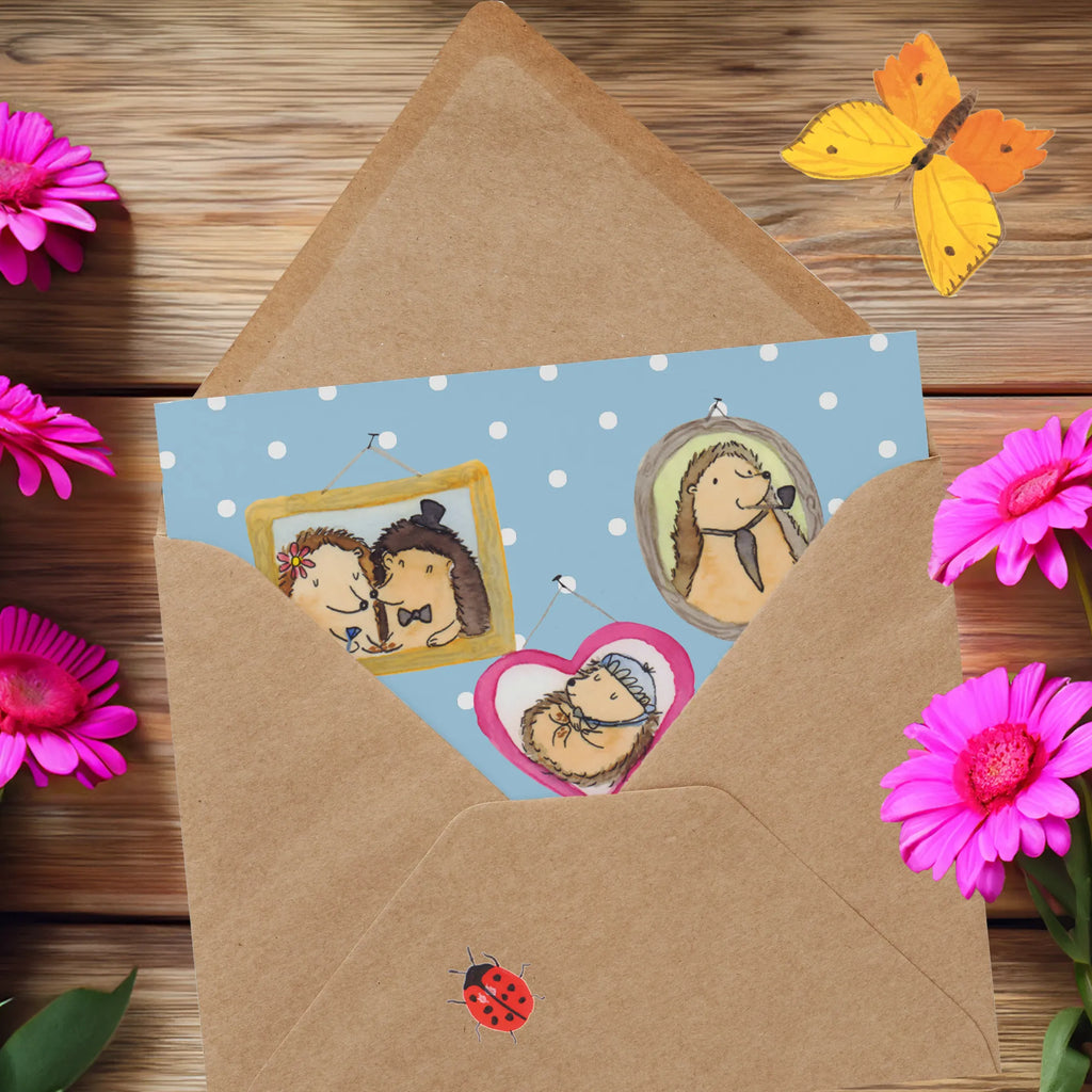 Personalized Deluxe Card Hedgehog family Personalisierte Geburtstagskarte, Grußkarten personalisiert, Personalisierte Hochzeitskarte, Grußkarte als Geldgeschenk, Personalisierte Einladungskarte, Grußkarte selber drucken, Grußkarte selbst gestalten, Personalisierte Karte, Personalisiertere Klappkarte, Grußkarte mit persönlichen Nachrichten, Personalisierte Glückwunschkarte, Grußkarte mit Namen, Personalisierte Grußkarte, Familie, Vatertag, Muttertag, Bruder, Schwester, Mama, Papa, Oma, Opa, Bilder, Zusammenhalt, Liebe, Igel, Glück