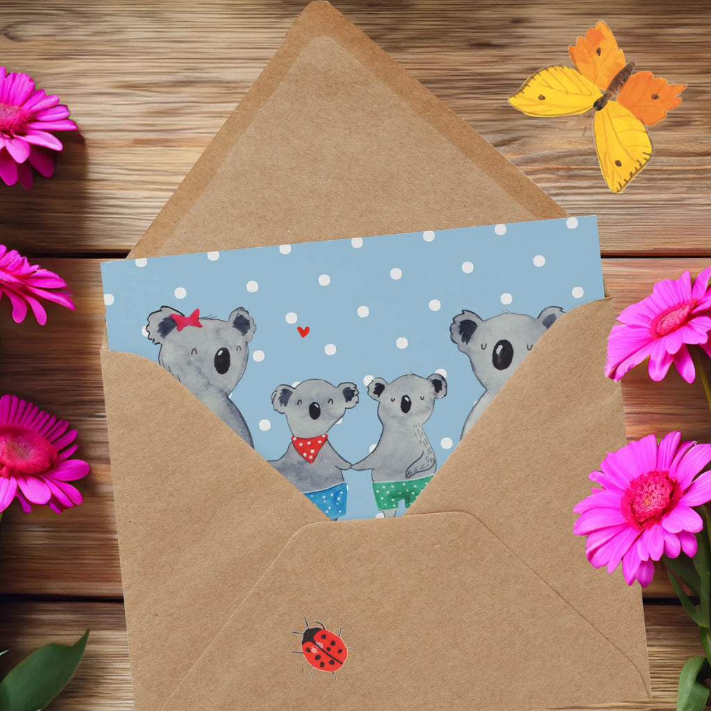 Personalized Deluxe Card Koala family with two kids Grußkarte als Geldgeschenk, Personalisierte Geburtstagskarte, Personalisierte Glückwunschkarte, Personalisierte Hochzeitskarte, Grußkarte mit persönlichen Nachrichten, Grußkarte selbst gestalten, Grußkarten personalisiert, Personalisierte Einladungskarte, Personalisiertere Klappkarte, Grußkarte mit Namen, Personalisierte Karte, Personalisierte Grußkarte, Grußkarte selber drucken, Familie, Vatertag, Muttertag, Bruder, Schwester, Mama, Papa, Oma, Opa, Koalabär, Lieblingsfamilie, Koalafamilie, Familienleben, beste Familie, Koala, Familienzeit