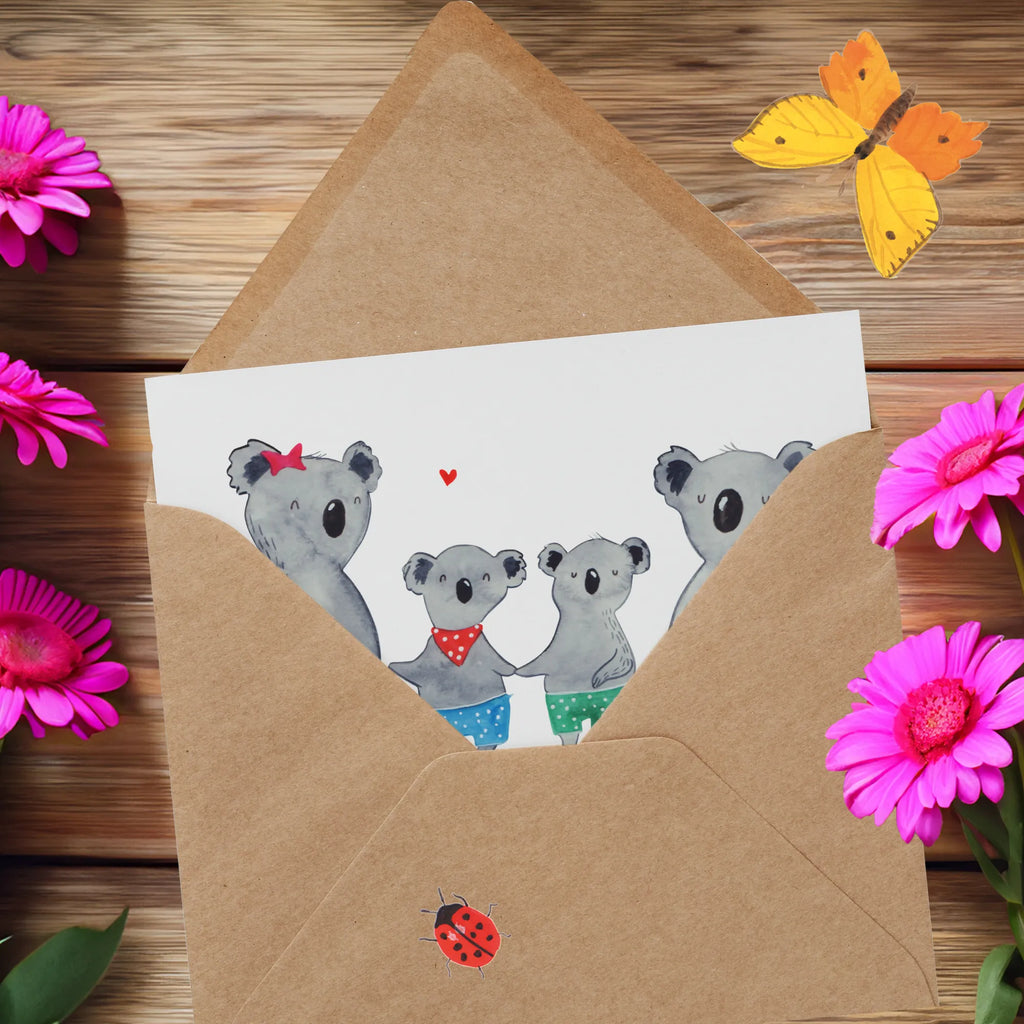 Personalized Deluxe Card Koala family with two kids Grußkarte als Geldgeschenk, Personalisierte Geburtstagskarte, Personalisierte Glückwunschkarte, Personalisierte Hochzeitskarte, Grußkarte mit persönlichen Nachrichten, Grußkarte selbst gestalten, Grußkarten personalisiert, Personalisierte Einladungskarte, Personalisiertere Klappkarte, Grußkarte mit Namen, Personalisierte Karte, Personalisierte Grußkarte, Grußkarte selber drucken, Familie, Vatertag, Muttertag, Bruder, Schwester, Mama, Papa, Oma, Opa, Koalabär, Lieblingsfamilie, Koalafamilie, Familienleben, beste Familie, Koala, Familienzeit