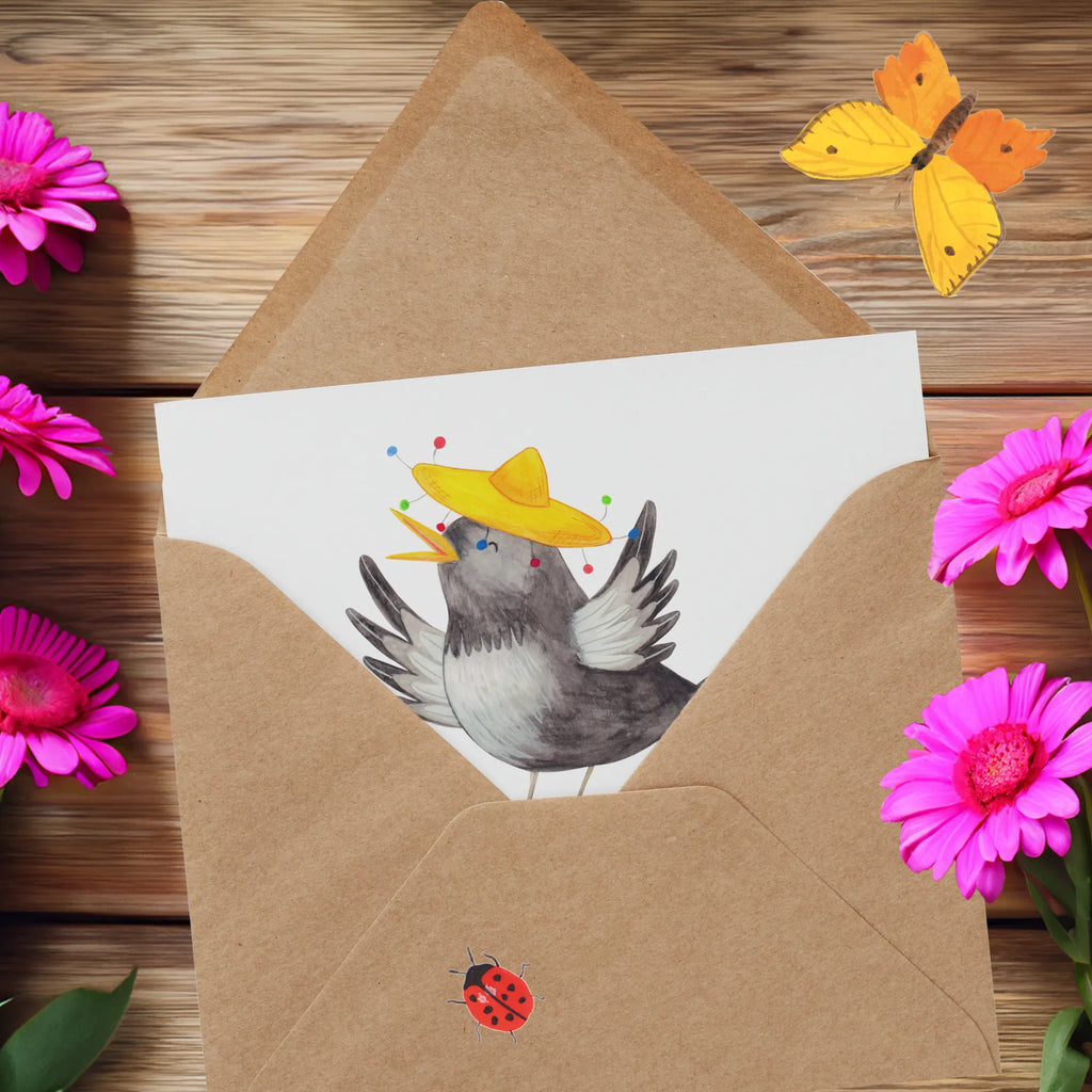 Personalized Deluxe Card Crow sombrero Grußkarten personalisiert, Personalisierte Einladungskarte, Personalisierte Hochzeitskarte, Personalisierte Karte, Personalisierte Grußkarte, Grußkarte mit persönlichen Nachrichten, Grußkarte selber drucken, Personalisiertere Klappkarte, Personalisierte Glückwunschkarte, Grußkarte mit Namen, Grußkarte selbst gestalten, Personalisierte Geburtstagskarte, Grußkarte als Geldgeschenk, Tiermotive, Gute Laune, lustige Sprüche, Tiere, froh, glücklich sein, Spruch positiv, Rabe, Vogel, Vögel, Motivation, Glück Spruch, fröhlich sein, Elster