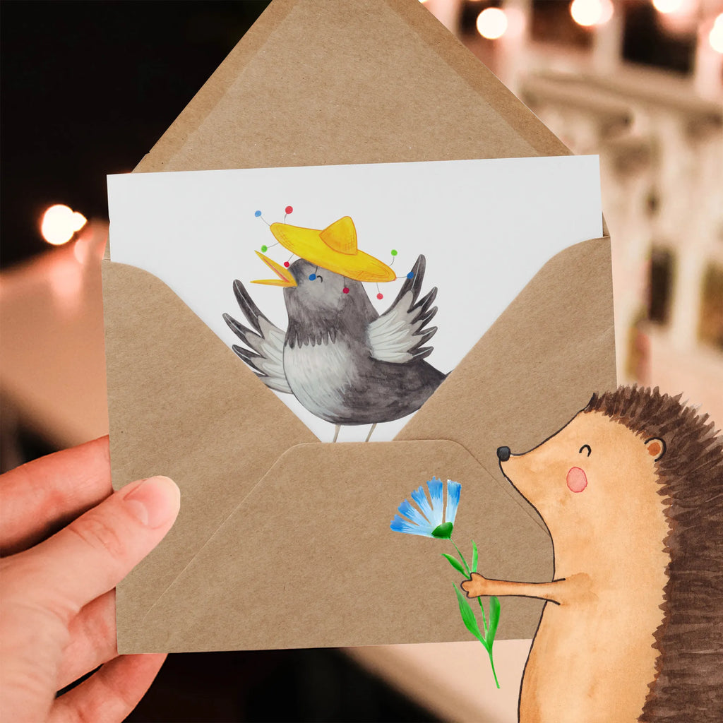 Personalized Deluxe Card Crow sombrero Grußkarten personalisiert, Personalisierte Einladungskarte, Personalisierte Hochzeitskarte, Personalisierte Karte, Personalisierte Grußkarte, Grußkarte mit persönlichen Nachrichten, Grußkarte selber drucken, Personalisiertere Klappkarte, Personalisierte Glückwunschkarte, Grußkarte mit Namen, Grußkarte selbst gestalten, Personalisierte Geburtstagskarte, Grußkarte als Geldgeschenk, Tiermotive, Gute Laune, lustige Sprüche, Tiere, froh, glücklich sein, Spruch positiv, Rabe, Vogel, Vögel, Motivation, Glück Spruch, fröhlich sein, Elster