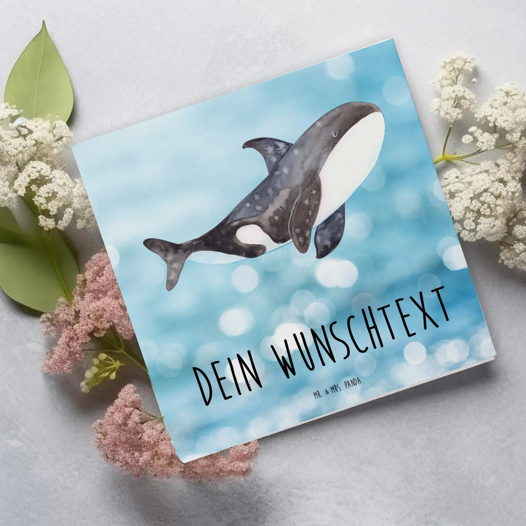 Personalisierte Deluxe Karte Orca Grußkarte als Geldgeschenk, Grußkarte selbst gestalten, Personalisierte Glückwunschkarte, Grußkarte mit persönlichen Nachrichten, Personalisierte Einladungskarte, Personalisierte Geburtstagskarte, Grußkarte selber drucken, Personalisierte Hochzeitskarte, Personalisiertere Klappkarte, Grußkarten personalisiert, Grußkarte mit Namen, Personalisierte Karte, Personalisierte Grußkarte, Meerestiere, Meer, Urlaub, Arbeit, Möglichkeiten, Motivation, Killerwal, Selbstliebe, Wal, Orcas, Neustart, Büro, Startup, Orca