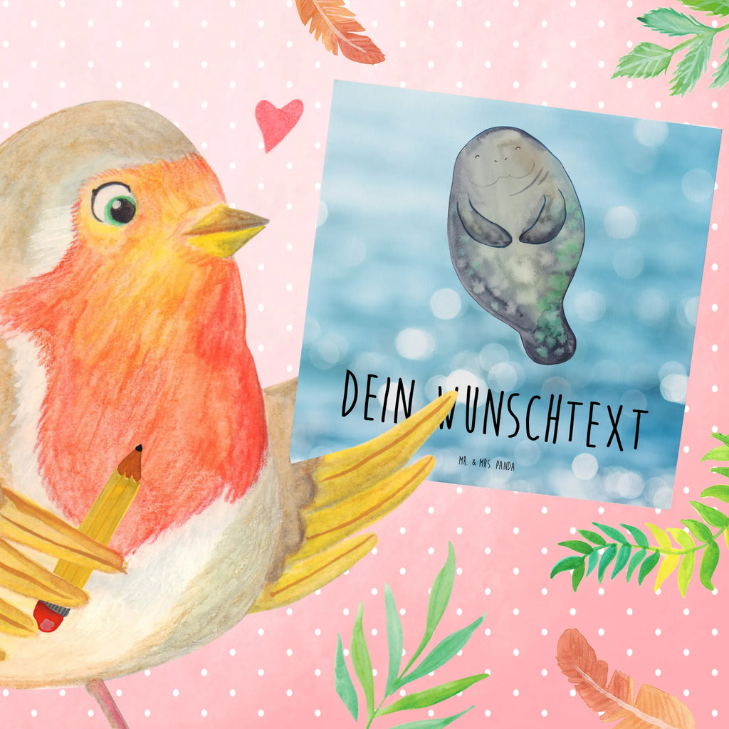 Personalized Deluxe Card manatee happy Grußkarte als Geldgeschenk, Personalisierte Glückwunschkarte, Personalisierte Grußkarte, Grußkarte selber drucken, Personalisierte Karte, Grußkarte mit Namen, Grußkarte mit persönlichen Nachrichten, Personalisierte Hochzeitskarte, Grußkarte selbst gestalten, Personalisierte Einladungskarte, Personalisiertere Klappkarte, Personalisierte Geburtstagskarte, Grußkarten personalisiert, Meerestiere, Meer, Urlaub, Selbstliebe, Zufrieden, Freundin, Achtsamkeit, Respekt, Neustart, Seekühe, Seekuh, Neuanfang, Liebeskummer