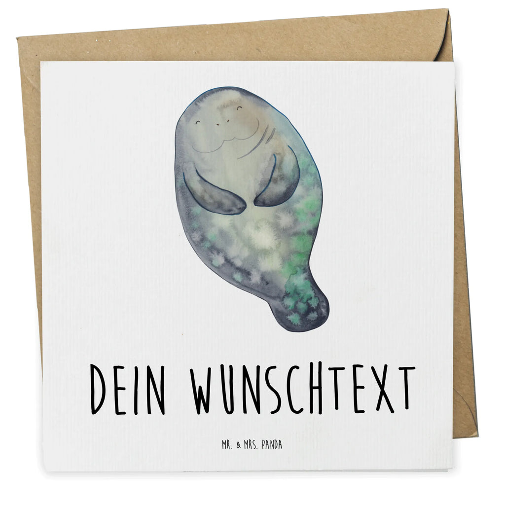 Personalized Deluxe Card manatee happy Grußkarte als Geldgeschenk, Personalisierte Glückwunschkarte, Personalisierte Grußkarte, Grußkarte selber drucken, Personalisierte Karte, Grußkarte mit Namen, Grußkarte mit persönlichen Nachrichten, Personalisierte Hochzeitskarte, Grußkarte selbst gestalten, Personalisierte Einladungskarte, Personalisiertere Klappkarte, Personalisierte Geburtstagskarte, Grußkarten personalisiert, Meerestiere, Meer, Urlaub, Selbstliebe, Zufrieden, Freundin, Achtsamkeit, Respekt, Neustart, Seekühe, Seekuh, Neuanfang, Liebeskummer